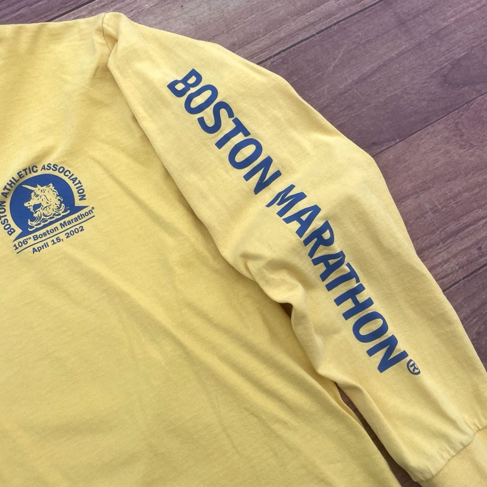 Adidas VINTAGE Adidas Boston Marathon 106th Spell Out 2002 Yellow Shirt Tee Mens L Size US L / EU 52-54 / 3 - 3 Thumbnail