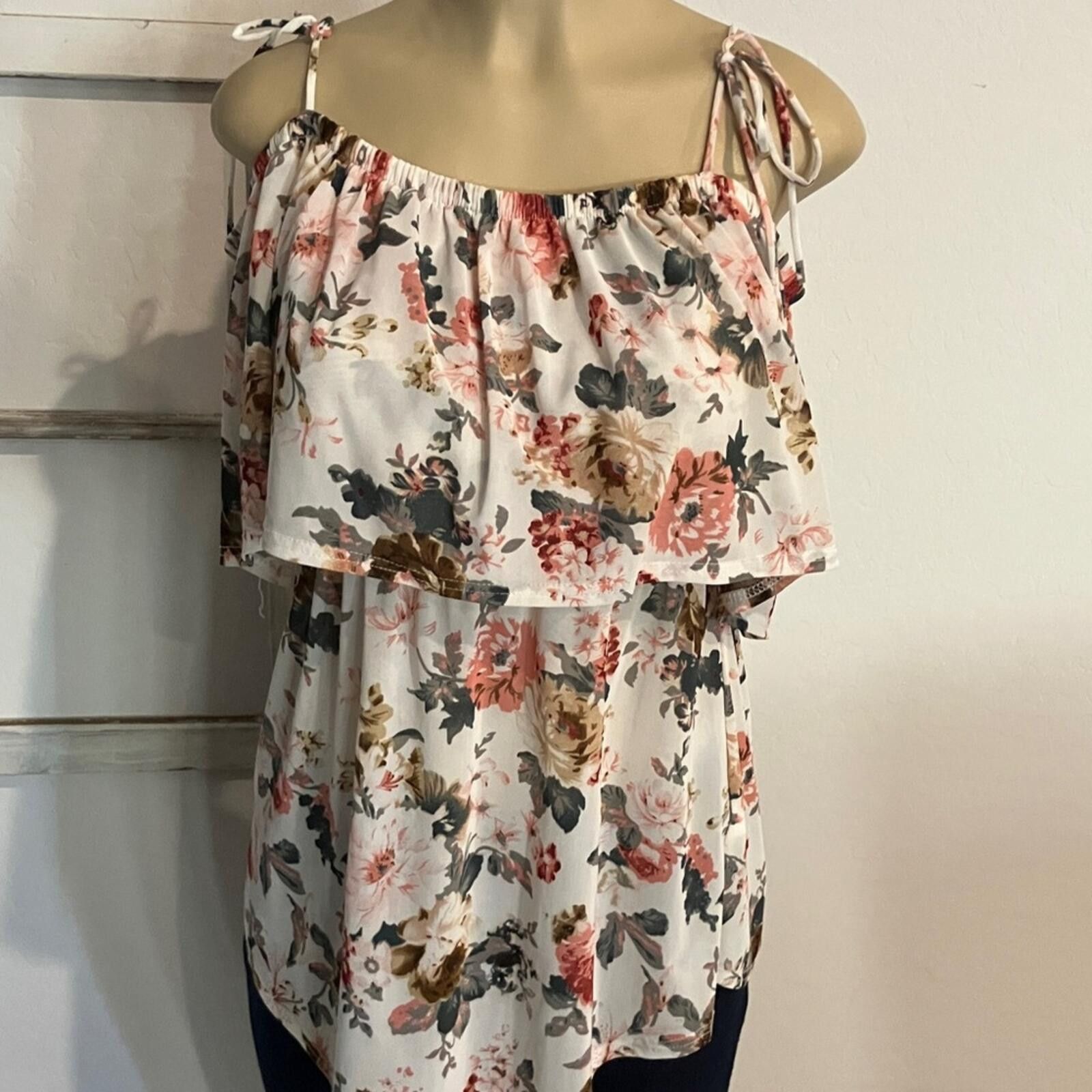 Other PRE LOVE Siren Lily Floral Off-Shoulder Blouse Size L / US 10 / IT 46 - 1 Thumbnail