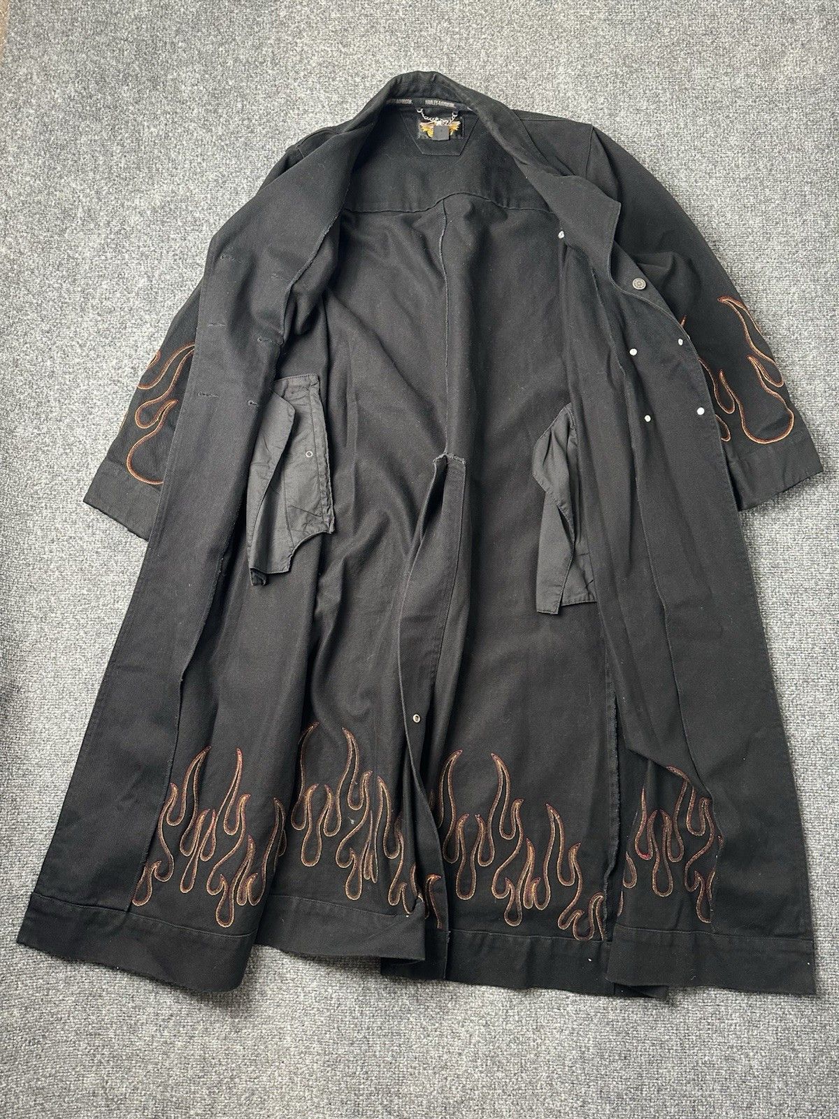 Harley Davidson Mens Coat Harley Davidson Flame Embroidered Long, Size XL Size US XL / EU 56 / 4 - 7 Thumbnail
