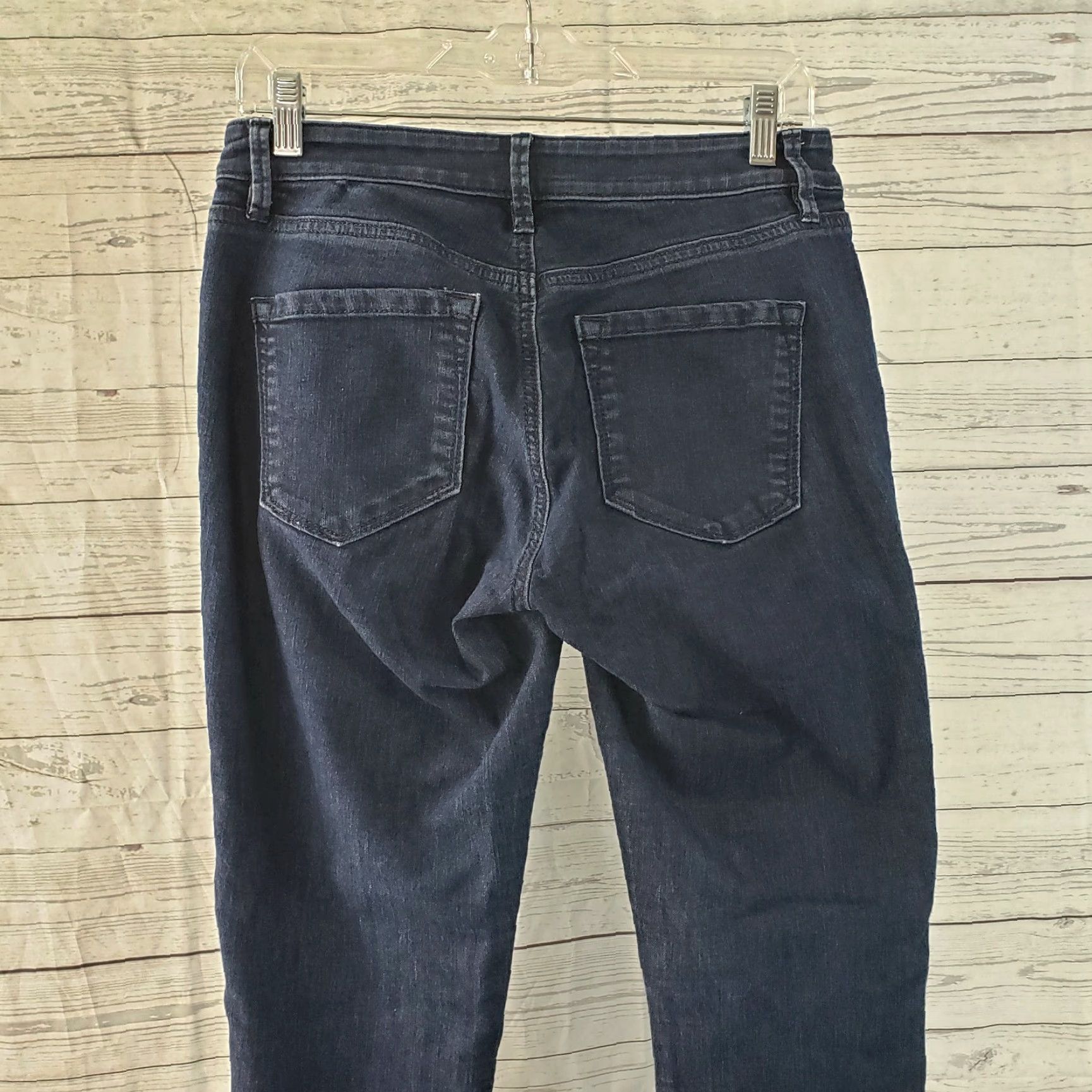 Loft LOFT Ann Taylor Womens Curvy Skinny Jeans Sz 4 Blue Dark Wash Low Rise Denim Cotton Blend 77% Cotton 22% Polyester 1% Spandex Inseam 29.5" Size 27" / US 4 / IT 40 - 4 Thumbnail