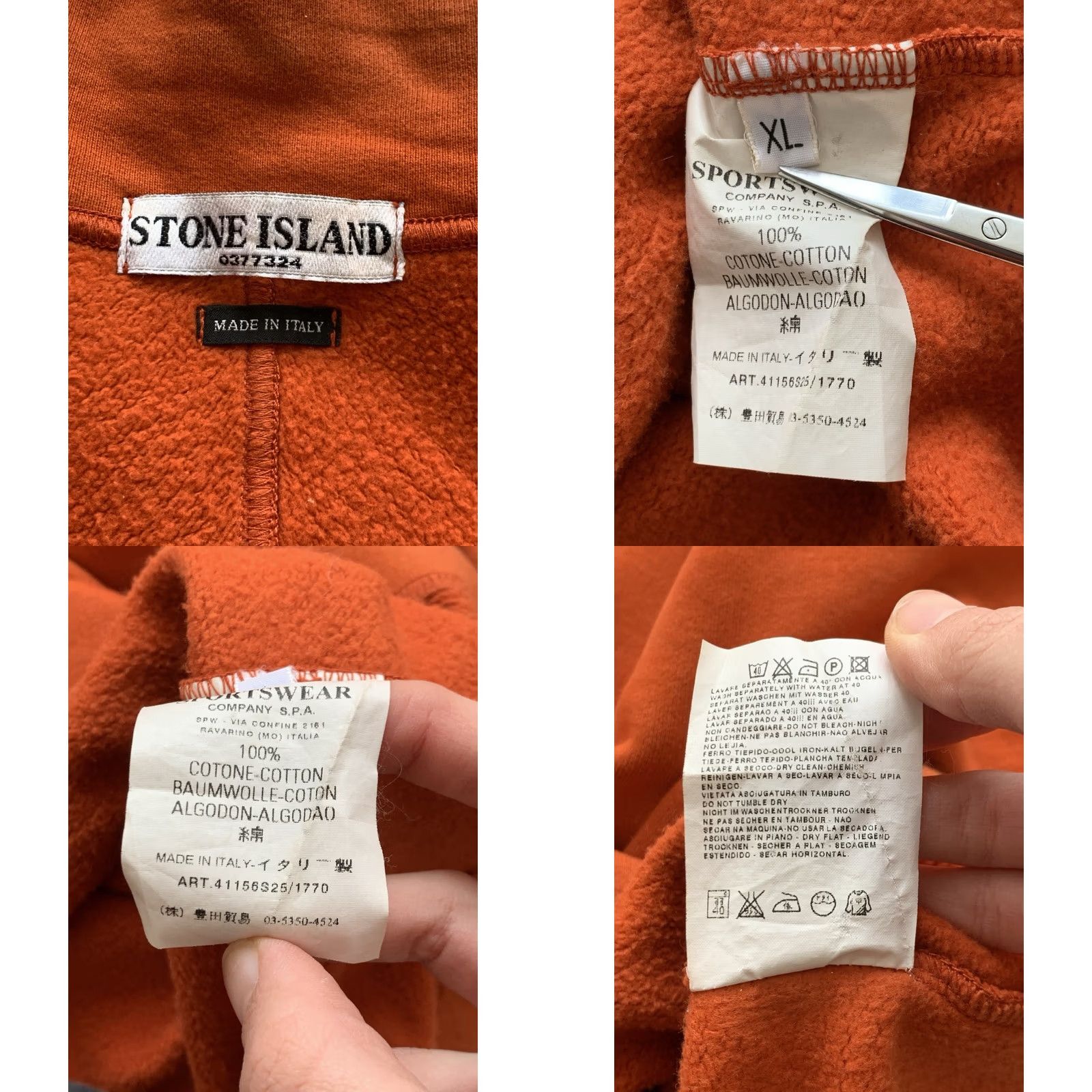 Stone Island VINTAGE Stone Island Sweater Shirt Orange XL Mens Full Zip Crew Neck Knit Cotton Size US XL / EU 56 / 4 - 9 Thumbnail