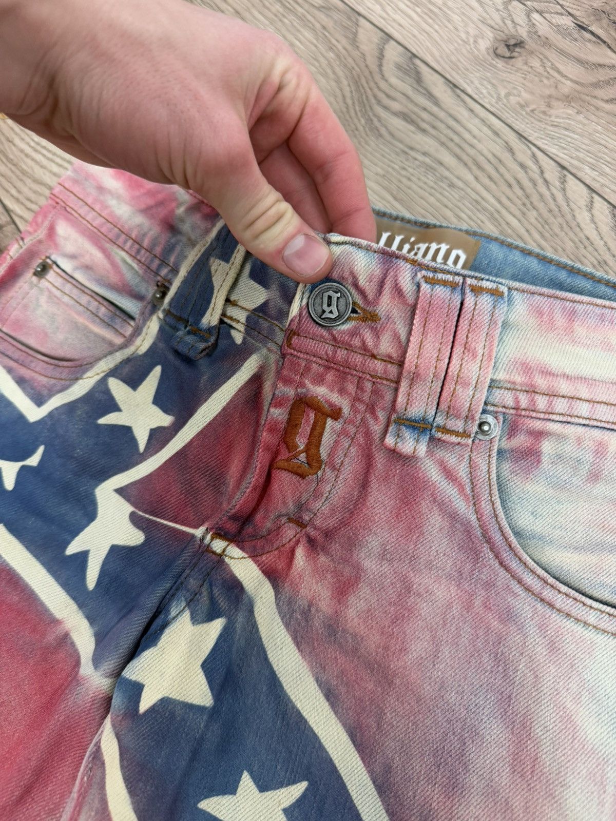 John Galliano Galliano Y2K 00s Flag Jeans Size 26" / US 2 / IT 38 - 6 Thumbnail