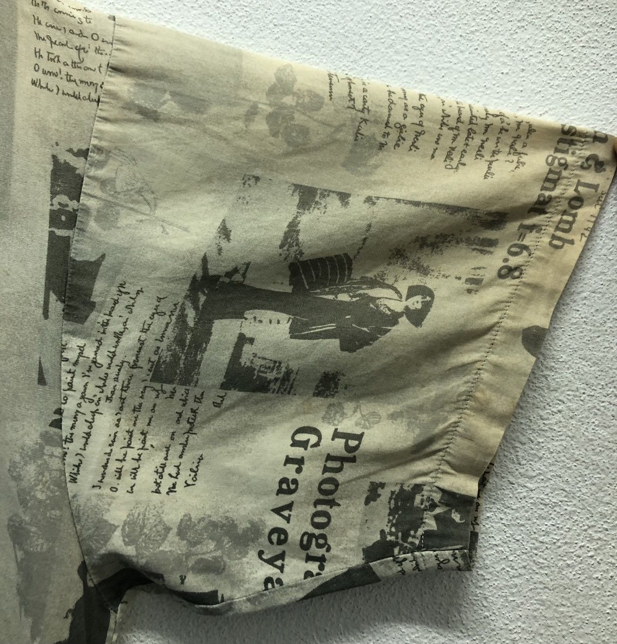 Japanese Brand × Vintage Vintage G-HOUSE "Pour Homme" Newspaper Print Shirt – Size M Size US M / EU 48-50 / 2 - 5 Thumbnail