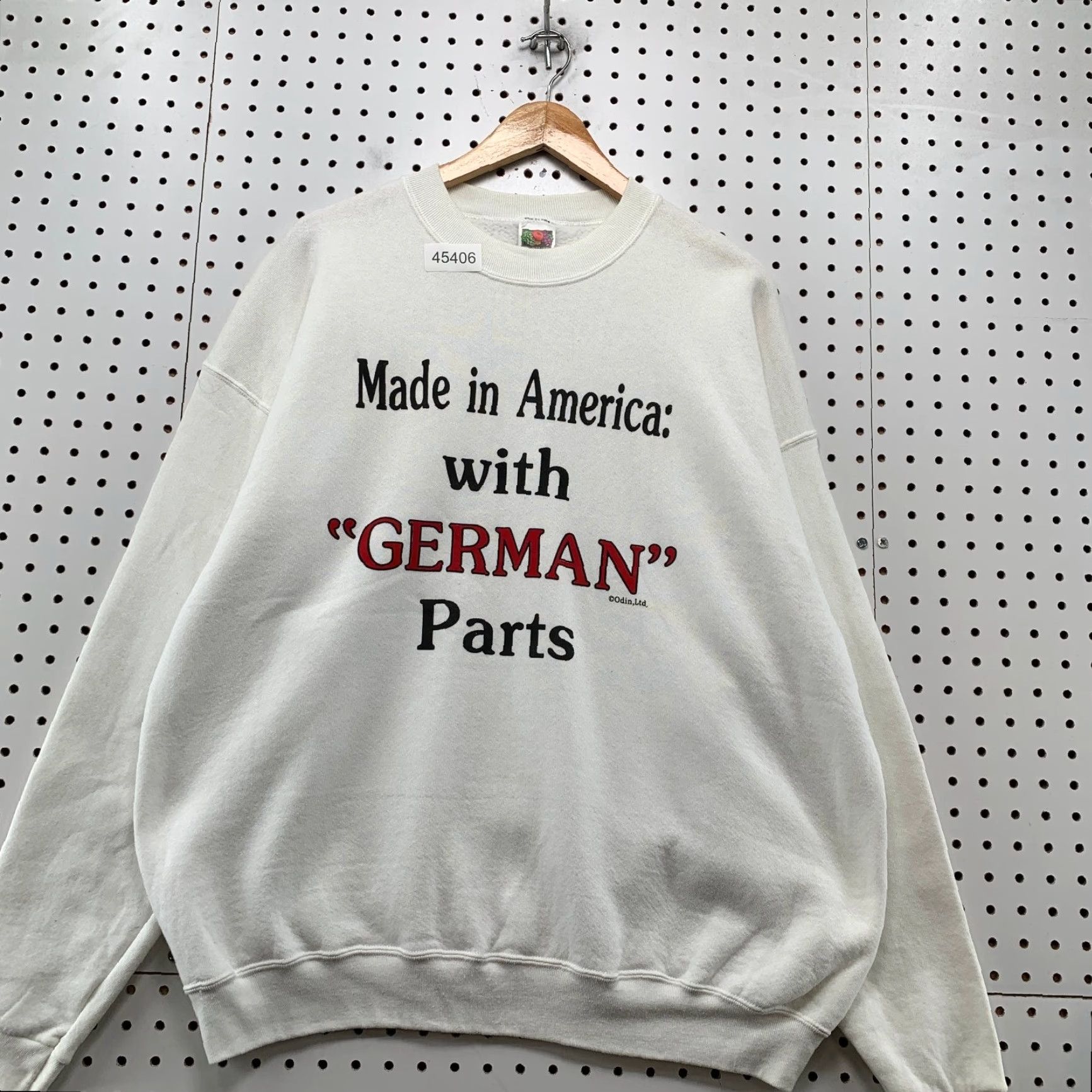 Fruit Of The Loom VINTAGE America German Funny Sweatshirt Mens XL White Fleece Crewneck Size US XL / EU 56 / 4 - 2 Thumbnail