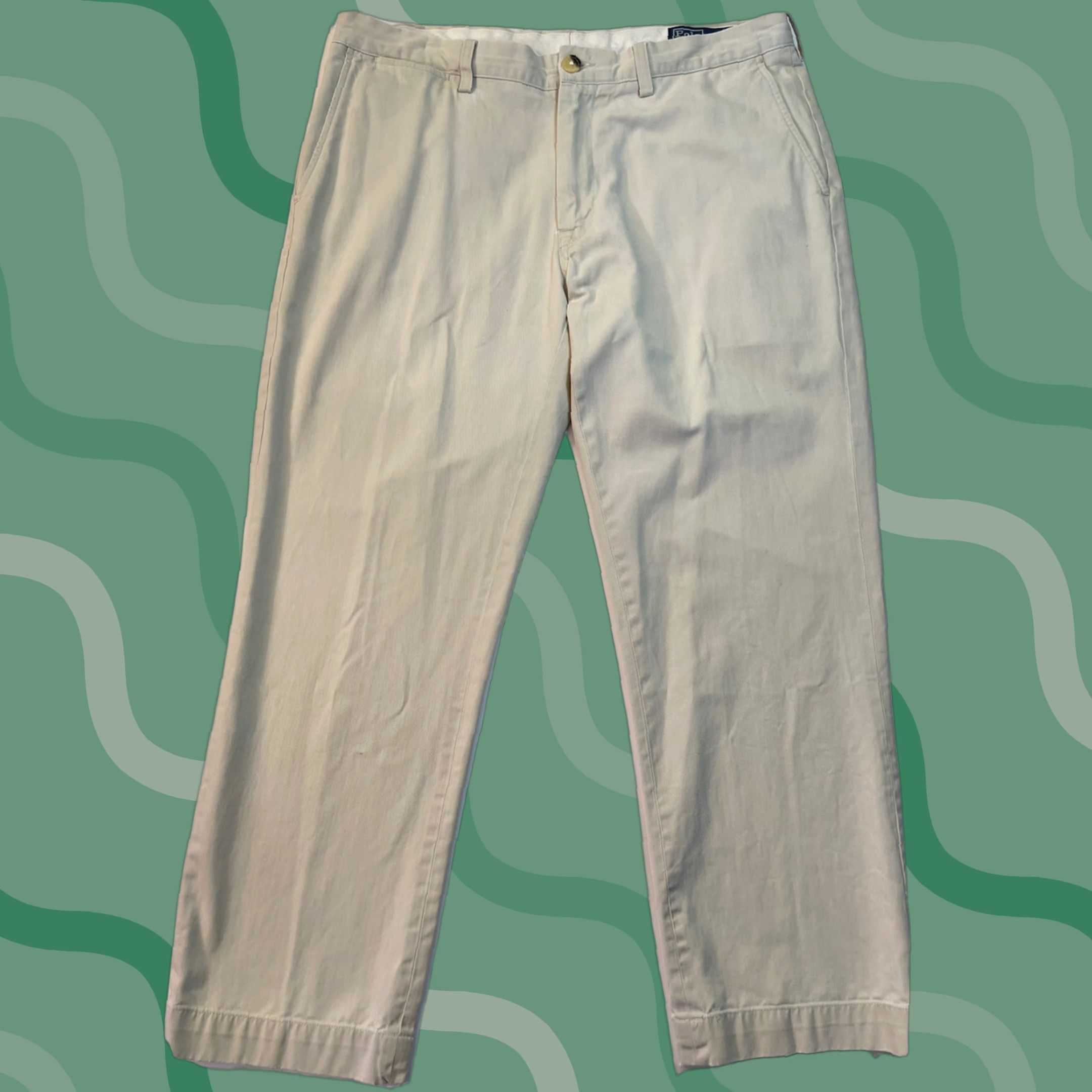 Polo Ralph Lauren VINTAGE Polo Ralph Lauren Pants Men 36 x 30 Chino Beige 90s Straight Flat Front Regular Comfort Logo Pants Size US M / EU 48-50 / 2 - 1 Thumbnail