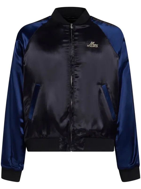 Marni o1w1db11125 Logo-Embroidered Satin Bomber Jacket in Blue Size US S / EU 44-46 / 1 - 1 Thumbnail