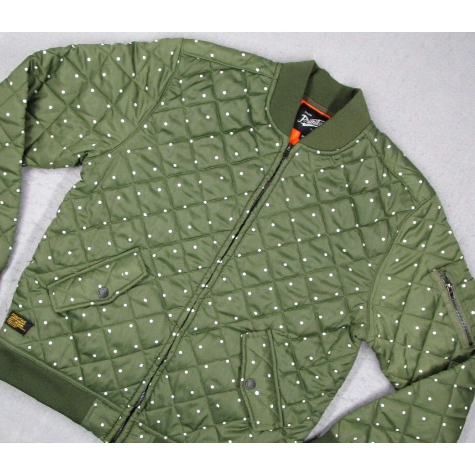 Primitive Primitive Apparel Green Full Zip Quilted Bomber Jacket Mens Medium Polka Dot Size US M / EU 48-50 / 2 - 2 Thumbnail