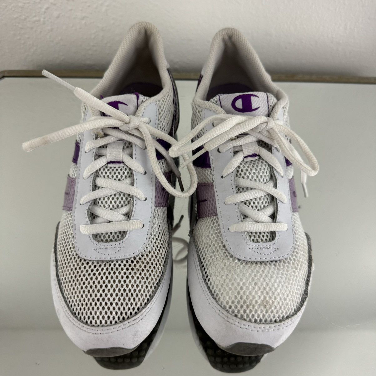 Champion CHAMPION Vintage Y2K White Purple Leather Track Sneakers Size US 7 / IT 37 - 7 Thumbnail