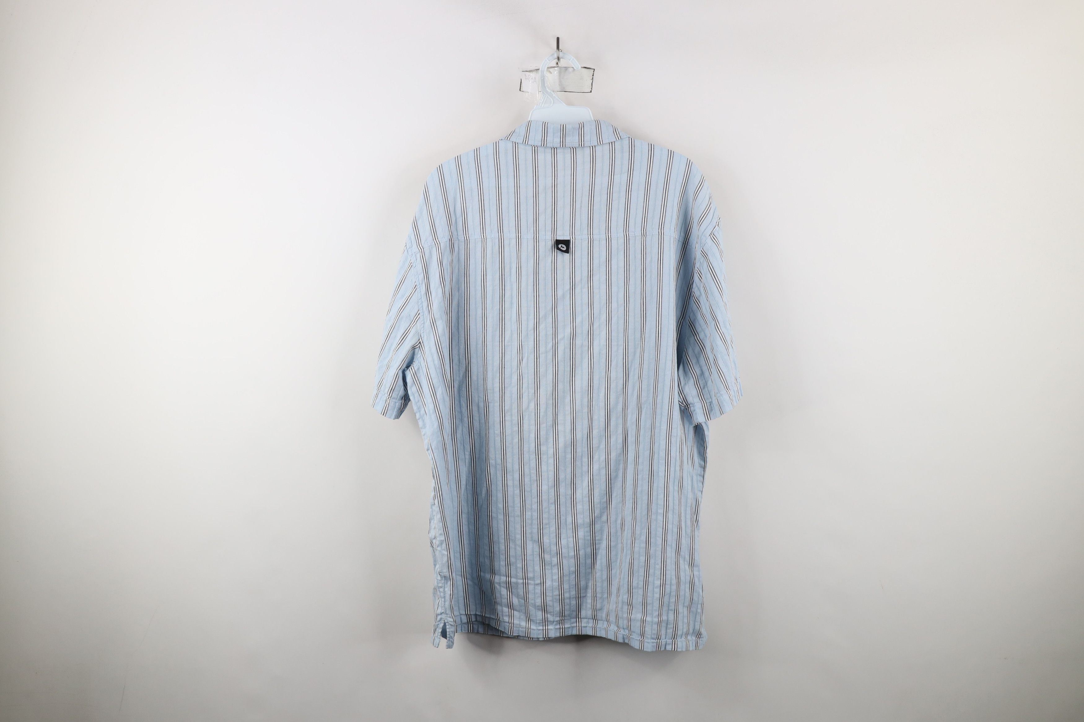 Marmot × Vintage Marmot Spell Out Striped Ribbed Short Sleeve Button Shirt Size US L / EU 52-54 / 3 - 14 Thumbnail