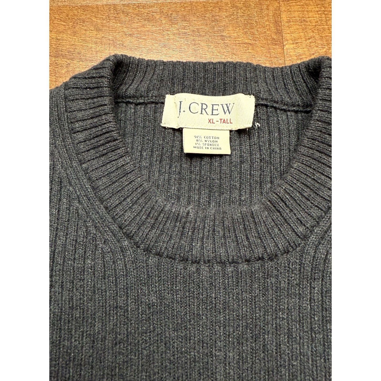 J.Crew VINTAGE J.CREW Ribbed Sweater Men XL Tall Fisherman Gray Cotton Knit Crew Neck Pullover Shirts Womens Mens Boys Girls Size US XL / EU 56 / 4 - 4 Thumbnail