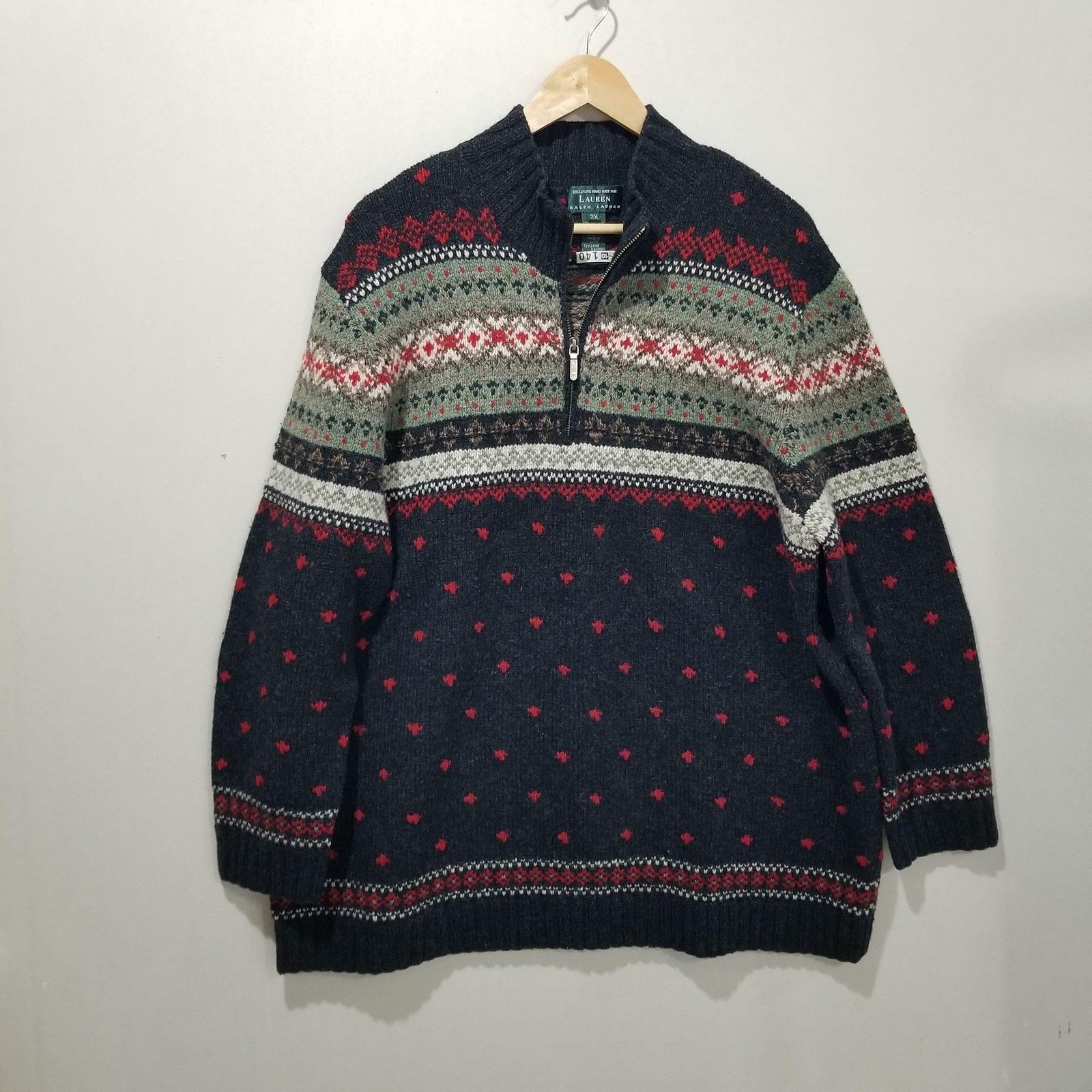 Lauren Ralph Lauren Lauren Ralph Lauren Sweater Mens 2X Fair Isle Hand Knit Size US XXL / EU 58 / 5 - 7 Thumbnail