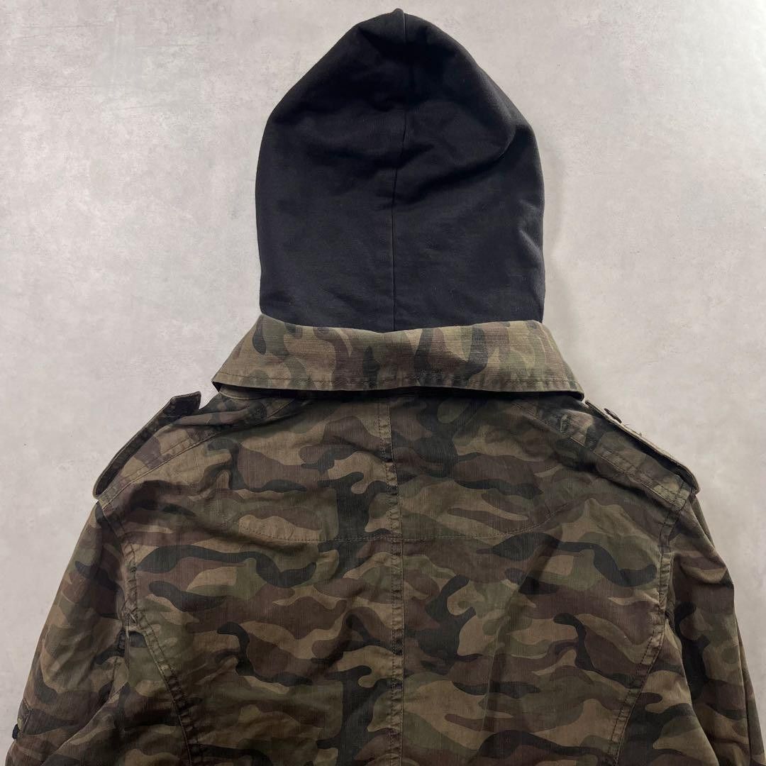 IN THE ATTIC Hooded Camo Napoleon Jacket M