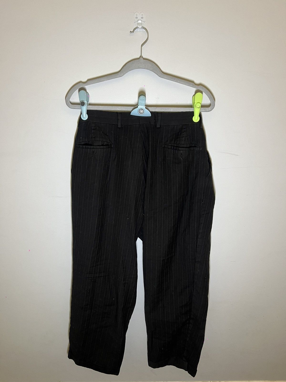 Pronto Uomo Black Pinstripe Pants Size 25" / US 0 / IT 36 - 2 Thumbnail