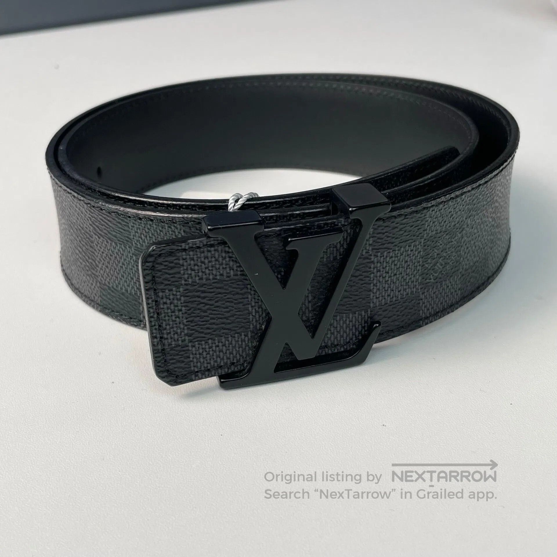 Louis Vuitton Louis Vuitton size 85 Black checkered letter leather belt| Size ONE SIZE - 1 Thumbnail