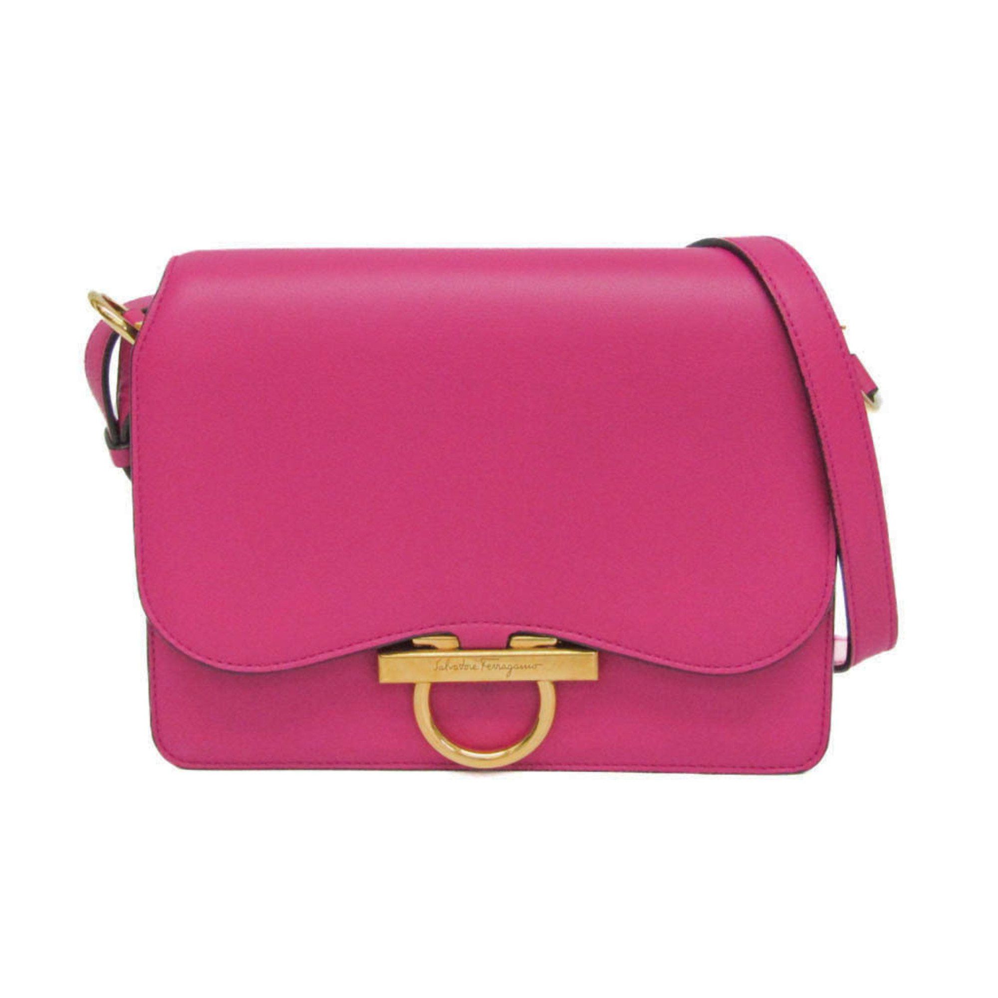 Salvatore Ferragamo Salvatore Ferragamo Gancini FZ-21 H321 Women's Leather Shoulder Bag Pink,Purple Size ONE SIZE - 1 Thumbnail