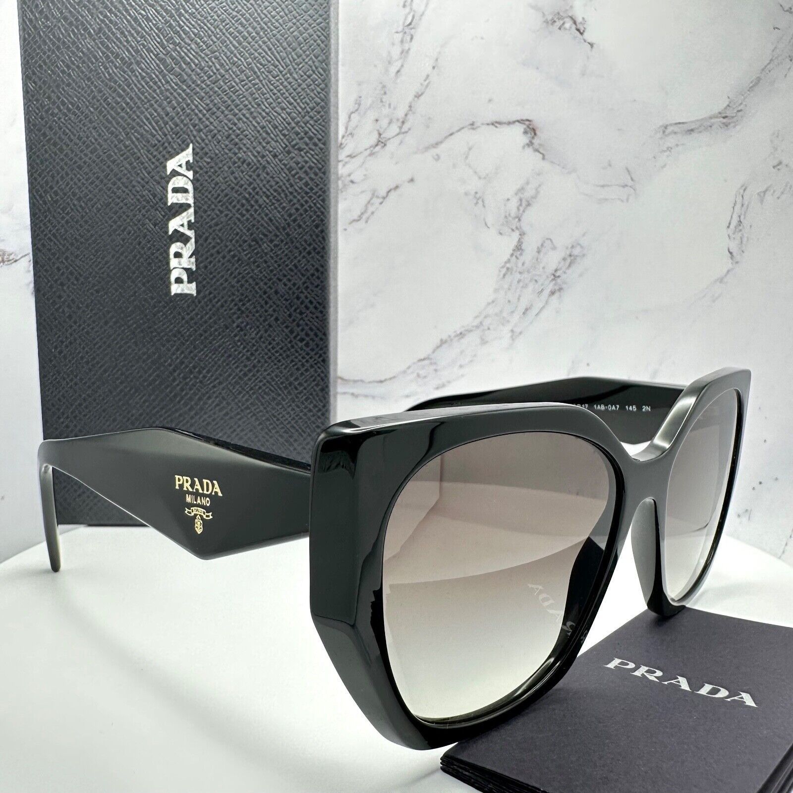 Prada PRADA Sunglasses Symbole Gold Logo Black Authentic Cat Eye Size ONE SIZE - 9 Thumbnail