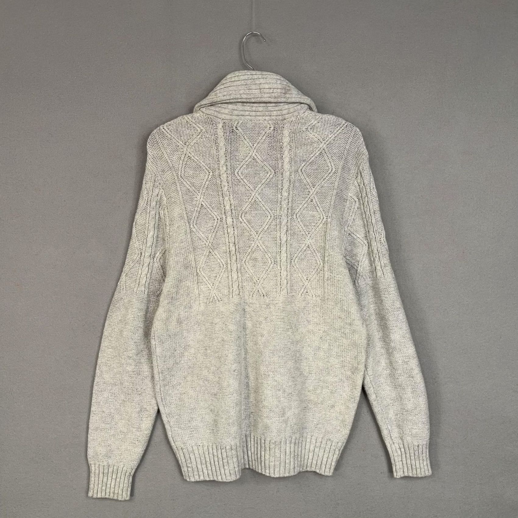 American Eagle Outfitters American Eagle Sweater Mens Large Gray Cable Knit Shawl Preppy Academia Grandpa Size US L / EU 52-54 / 3 - 6 Thumbnail