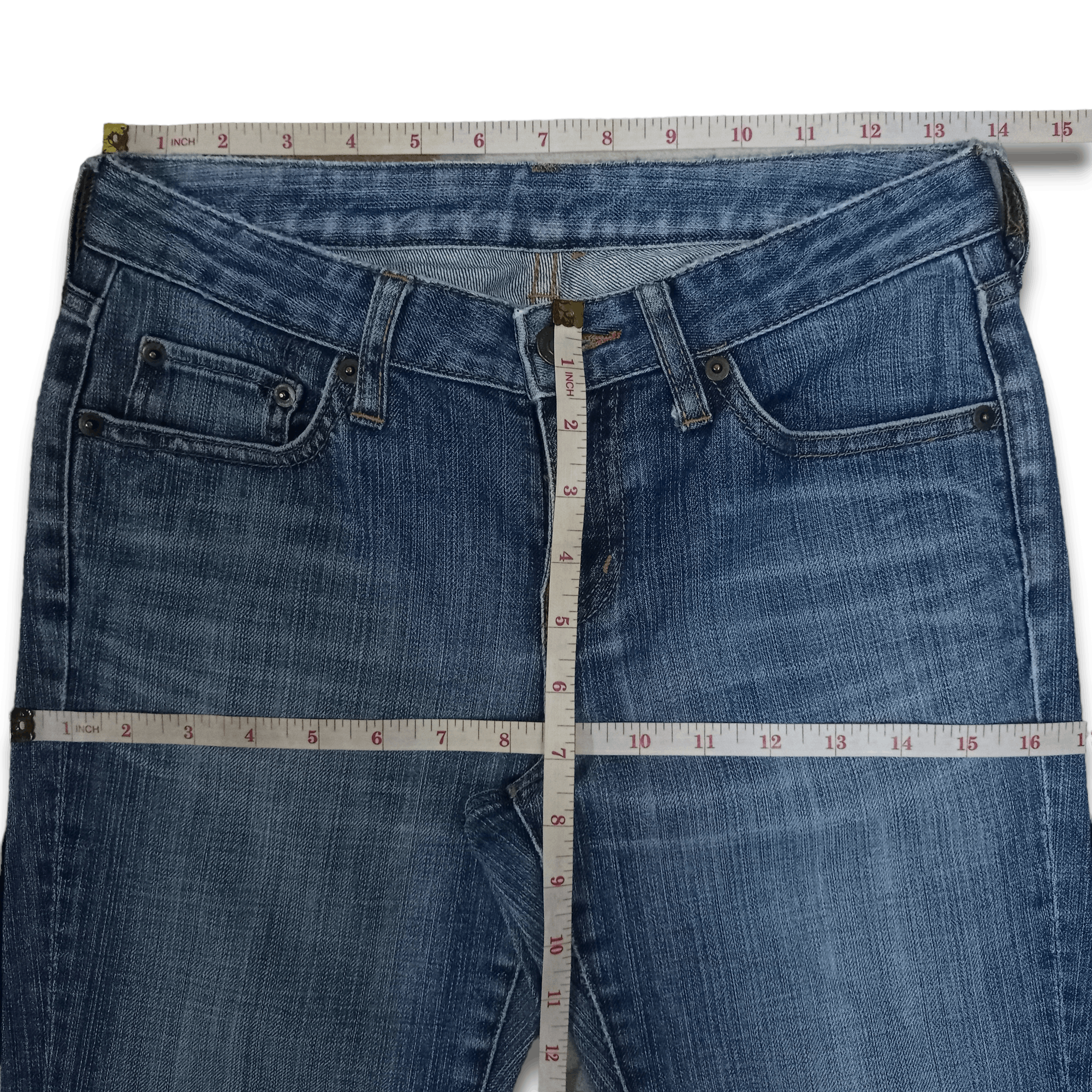 Japanese Brand × Uniqlo Vintage Japanese Uniqlo Blue Wash Ripped Flare Jeans 27x30 Size US 27 - 8 Thumbnail