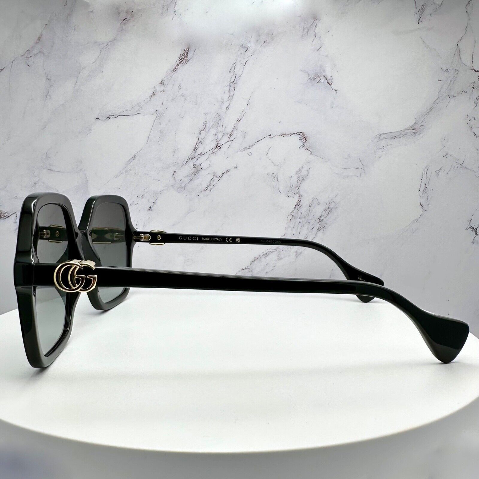 Gucci GUCCI Sunglasses New Black Oversized Acetate Gold Metal Logo Size ONE SIZE - 13 Thumbnail