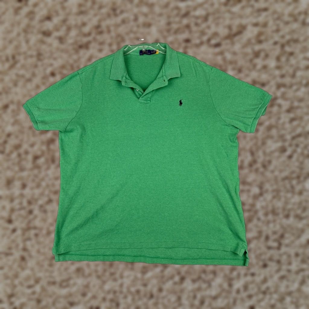 Ralph Lauren Ralph Lauren Polo Shirt Mens Green 100% Cotton Jersey XL Big & Tall Short Sleeve Button Collared Size US XL / EU 56 / 4 - 1 Thumbnail
