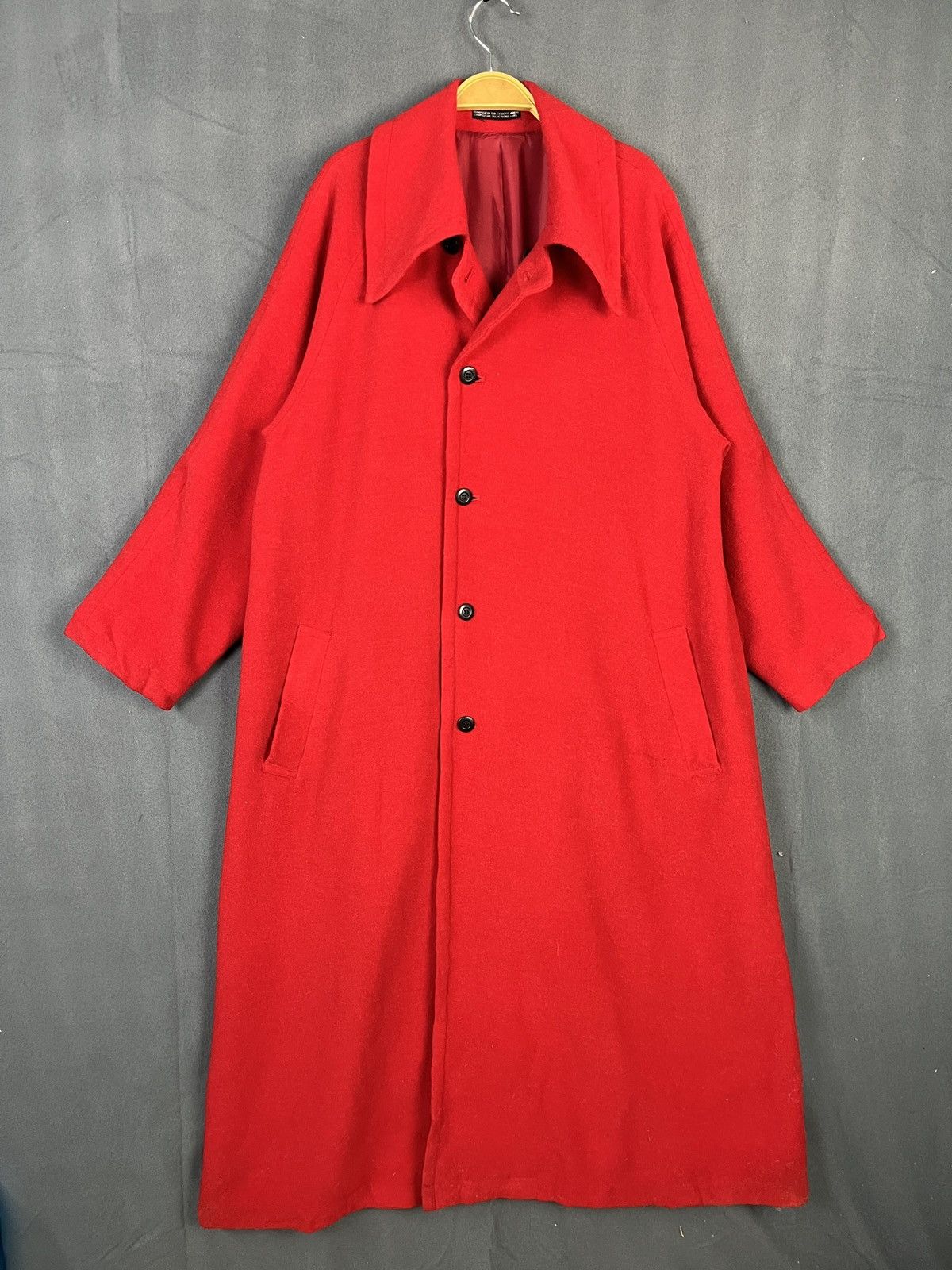 Yohji Yamamoto INÉD Red Wool Long Coat Size US M / EU 48-50 / 2 - 1 Thumbnail