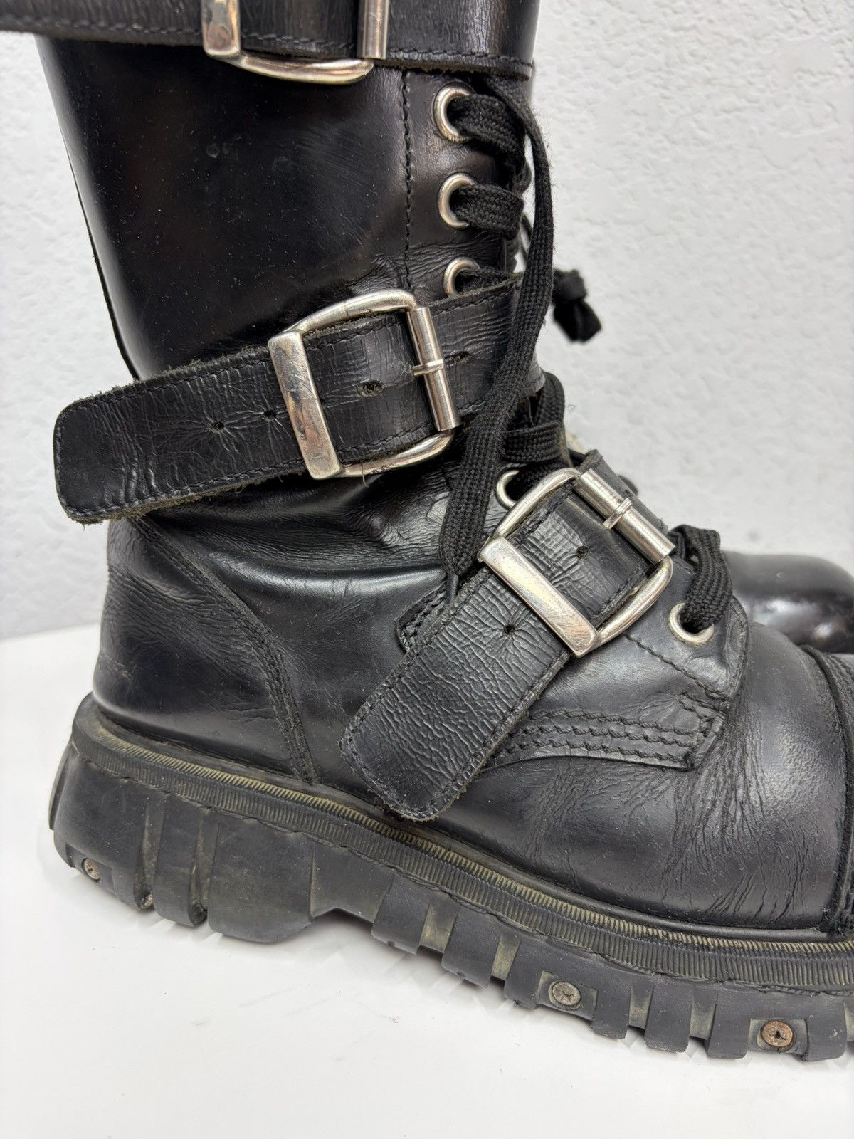 Hedi Slimane Studded Leather Multi Belted Boots Avant-Garde CCP Style Y2K Size US 9.5 / EU 42-43 - 12 Thumbnail