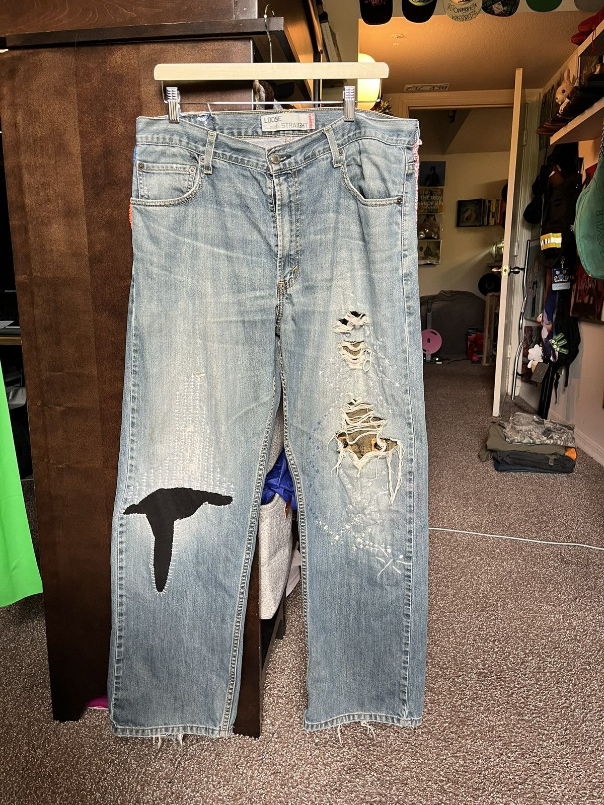 Levi's Vintage Clothing Vintage sashiko patches 569 34x32 levis jeans repaired Size US 34 / EU 50 - 1 Thumbnail