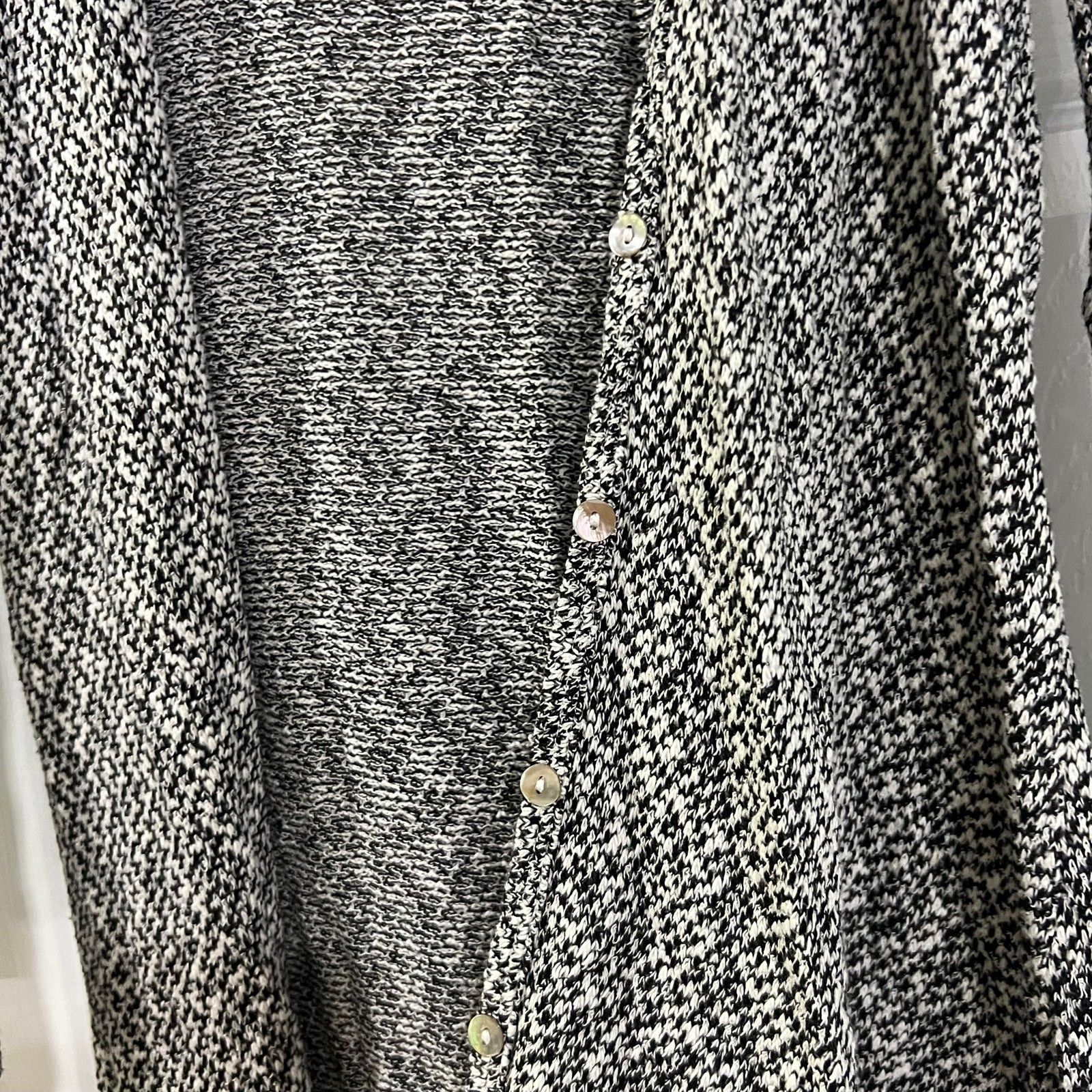 Other Black & White Knit Button Front Duster Cardigan Long Length Size S / US 4 / IT 40 - 3 Thumbnail