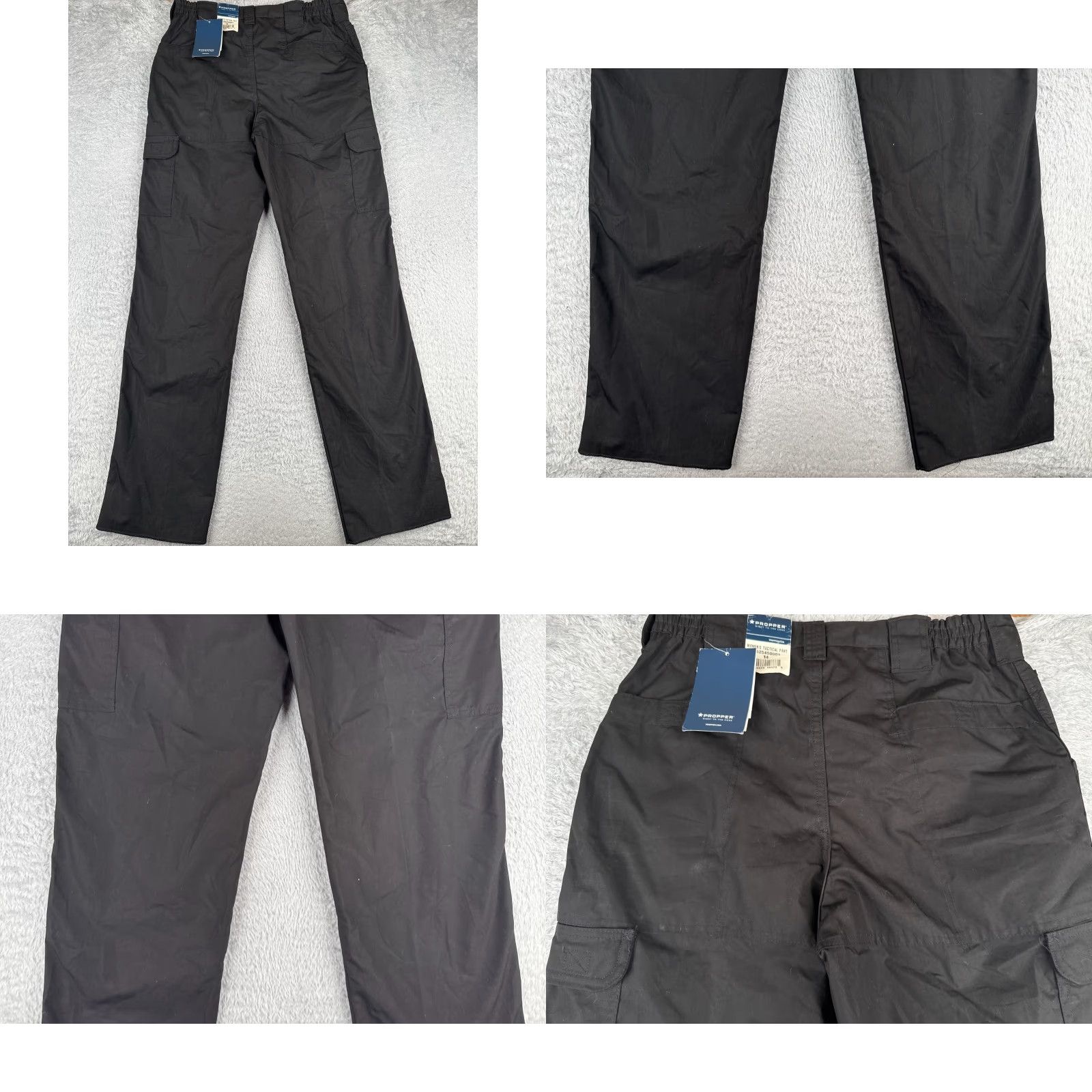Propper PROPper Pants Women 14 Black Cargo Rip-Stop Fabric Double Knee Poly Blend Unhem Size 36" / US 14 / IT 50 - 9 Thumbnail