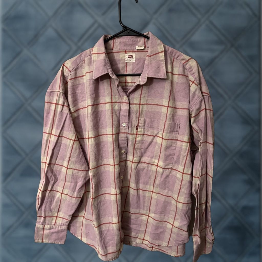 Levi's Levi's Button-Up Shirt Womens XL Pink Plaid Collared Long Sleeve Pocket Casual Size XL / US 12-14 / IT 48-50 - 1 Thumbnail
