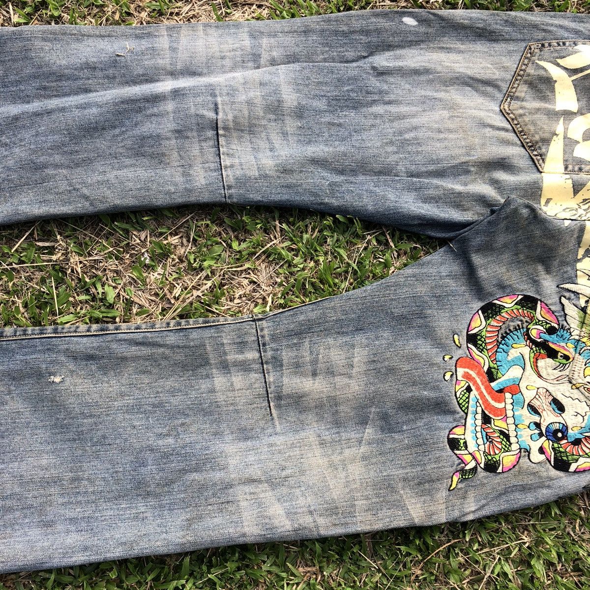 Christian Audigier Vintage Faded Ed Hardy By Christian Audigier Denim Pants Size US 42 / EU 58 - 8 Thumbnail