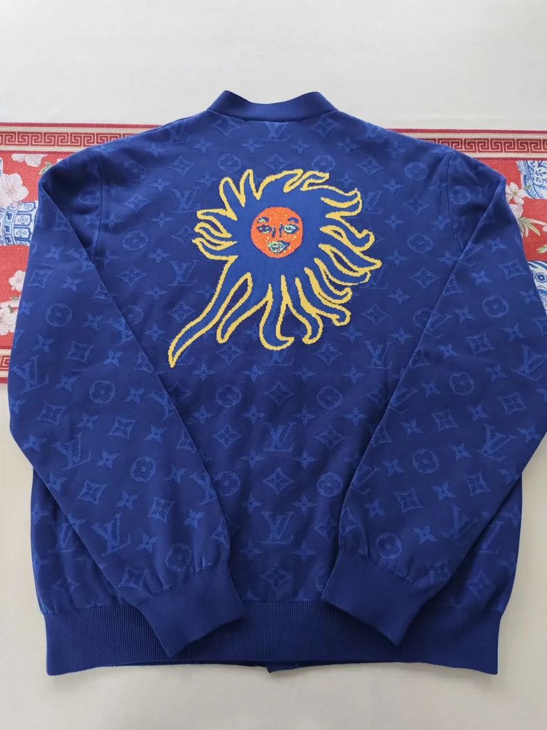 Louis Vuitton Louis Vuitton Yayoi Kusama Co-branded Blue Knitted Cardiga Size US M / EU 48-50 / 2 - 2 Thumbnail