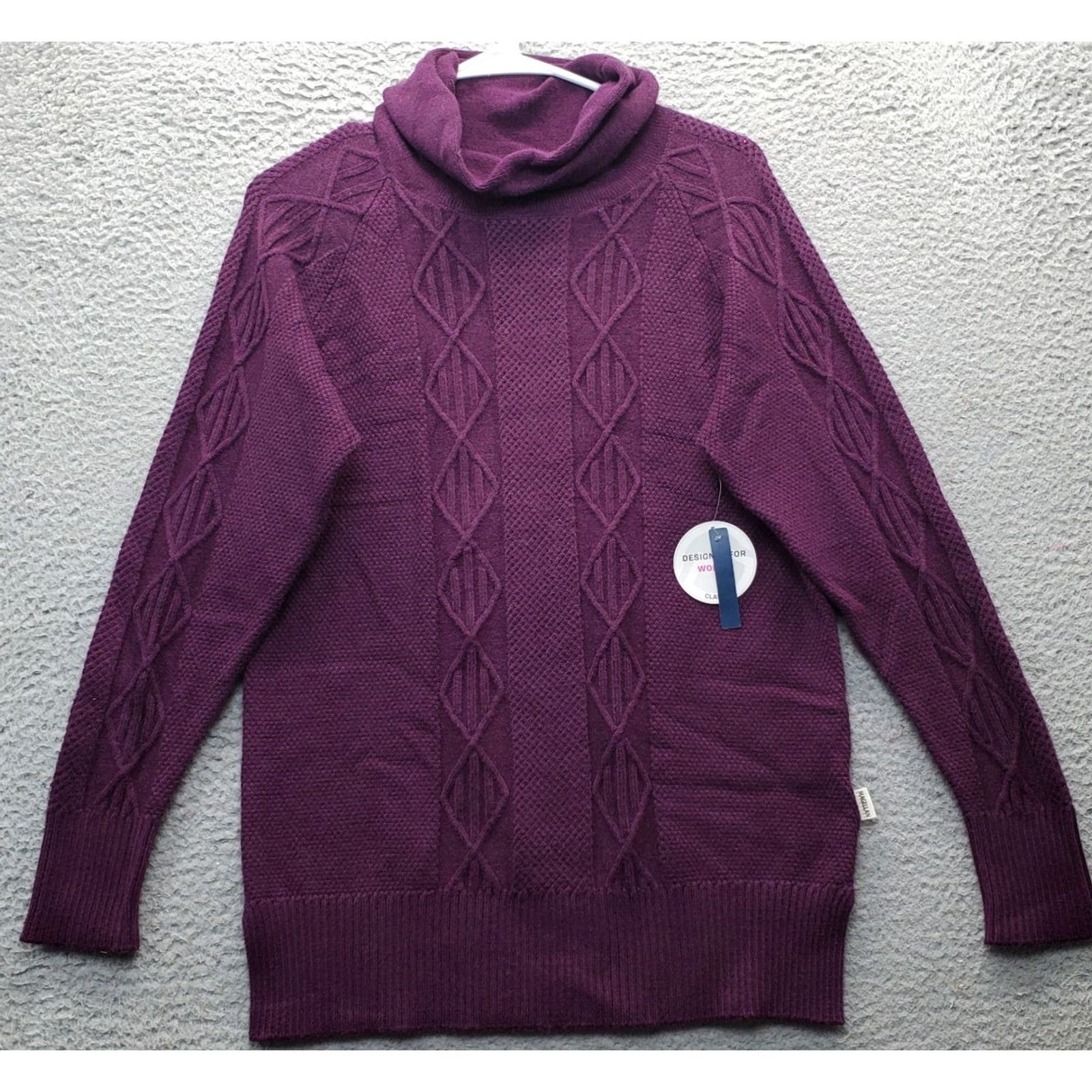 Vintage Magellan Magellan Outdoors Classic Sweater Womens XS Purple Cable-Knit Turtleneck Slit Pullover Size XS / US 0-2 / IT 36-38 - 2 Thumbnail