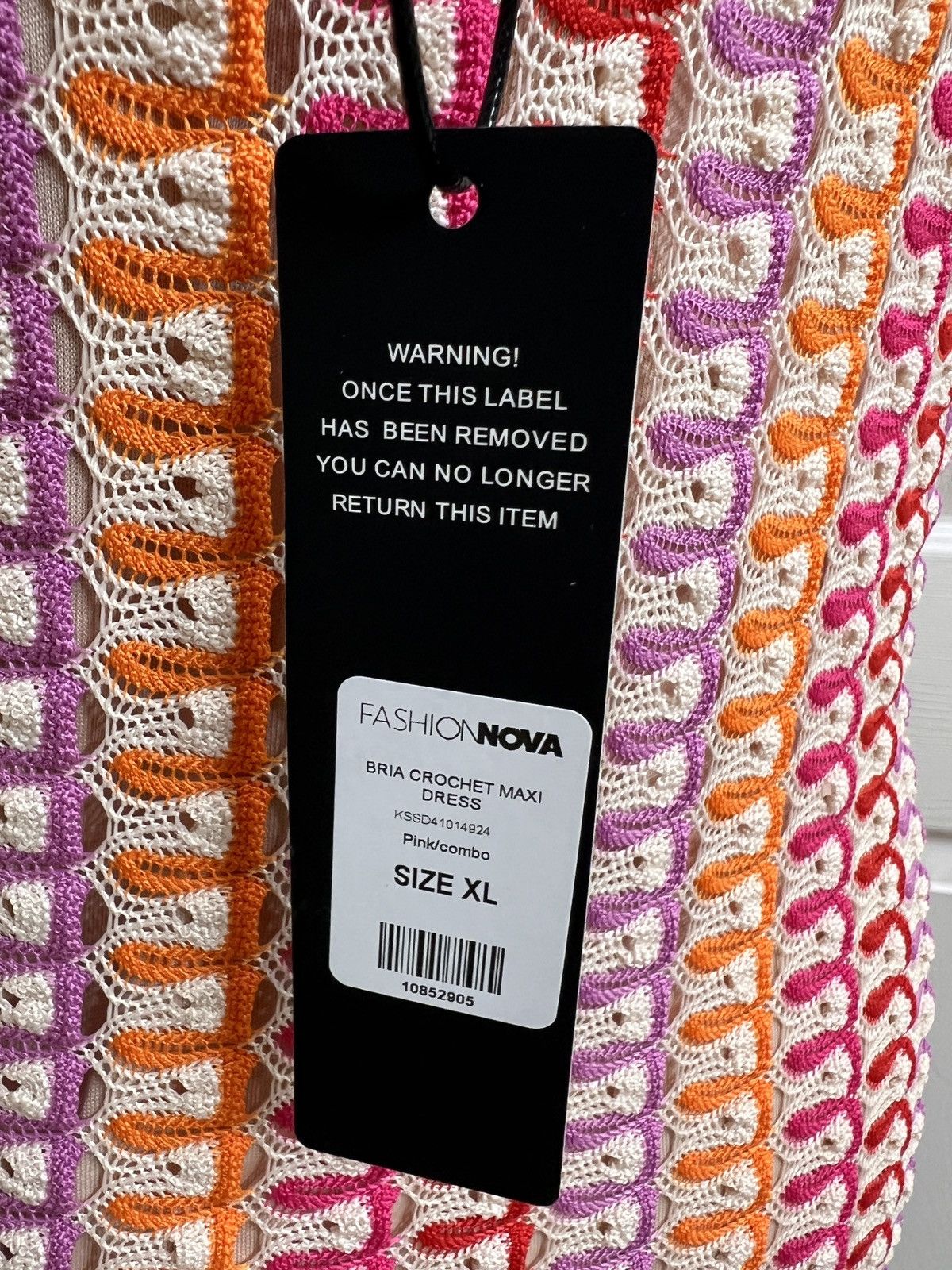 Fashion Nova Fashion Nova pink and multicolor crochet maxi dress size XL Size XL / US 12-14 / IT 48-50 - 6 Thumbnail