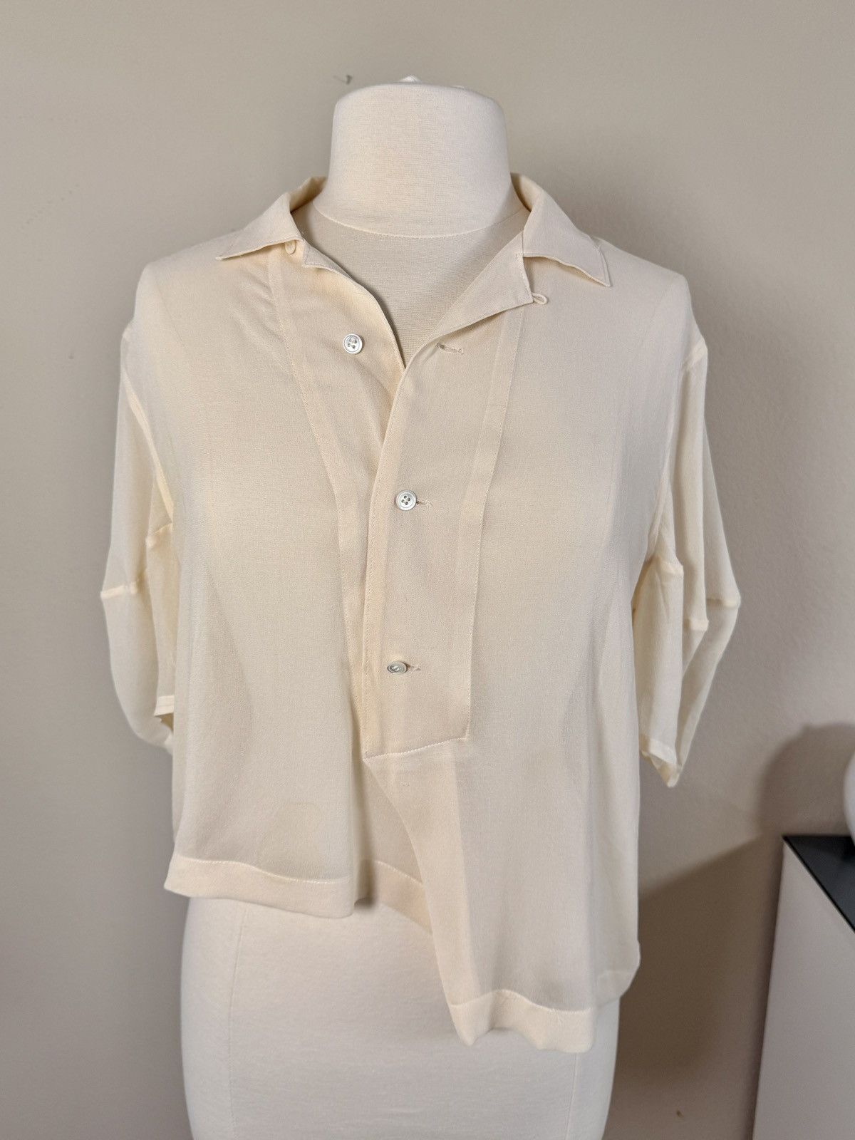 Comme des Garcons Comme des Garçons Vintage Silk Shirt Cream S/M Y2K Archive Size S / US 4 / IT 40 - 1 Thumbnail