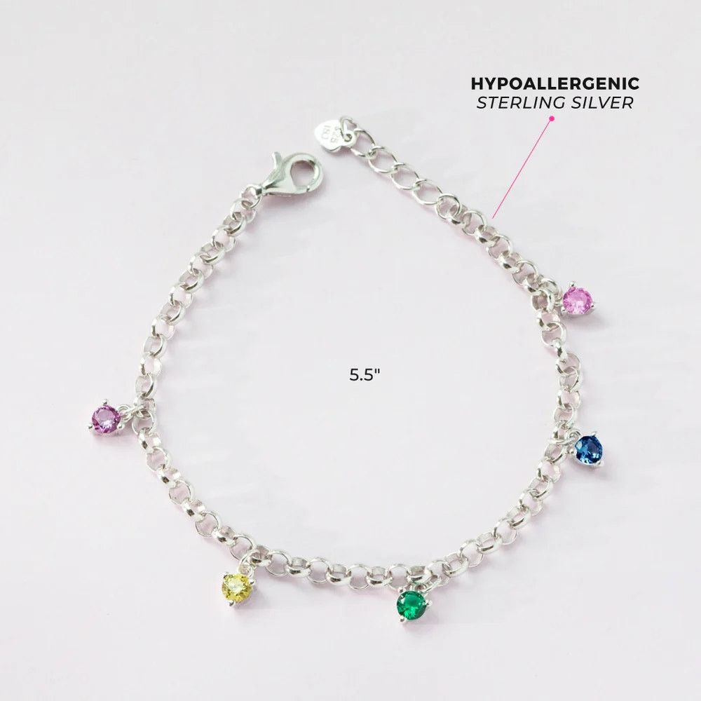 Other 5.5-6.5" Rainbow CZ Gem Charms Kids/Children's/Girl Bracelet Size ONE SIZE - 4 Thumbnail