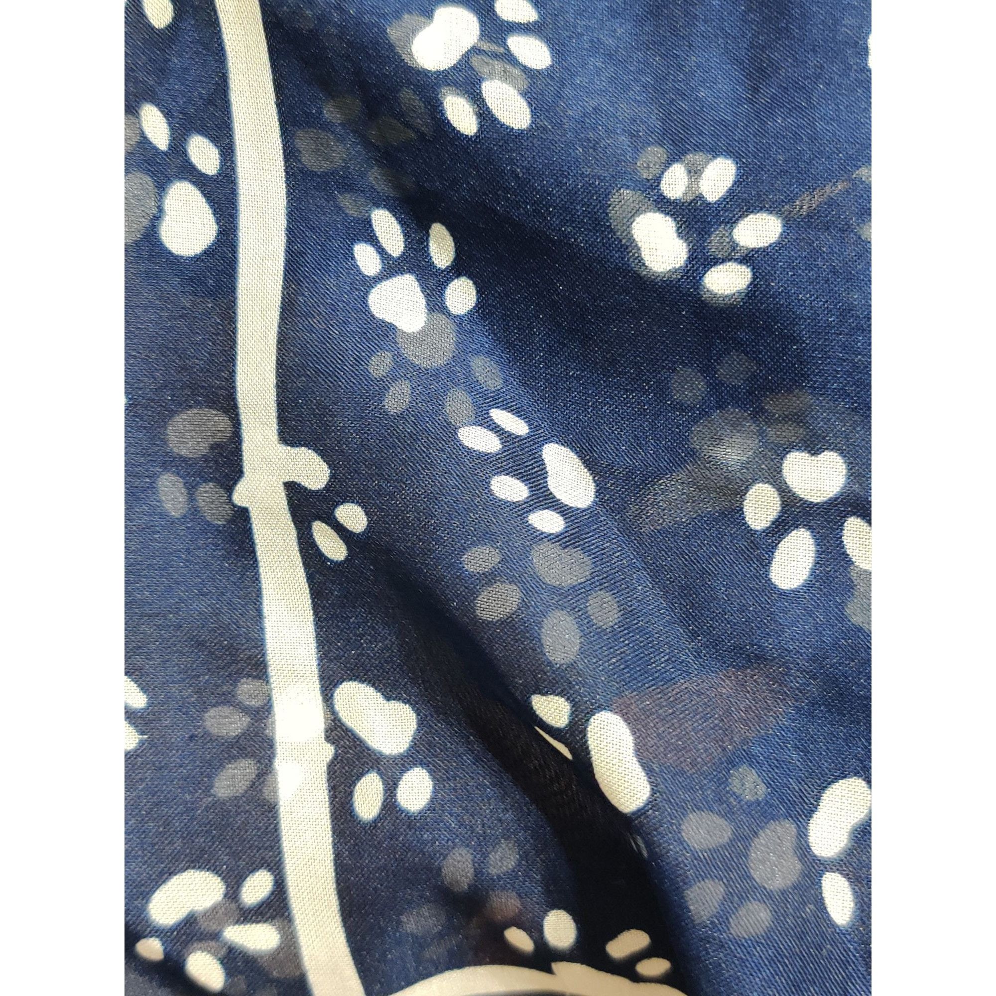 Vintage Womens Scarf Blue Paw Print Vintage Square Lightweight Novel Size ONE SIZE - 5 Thumbnail