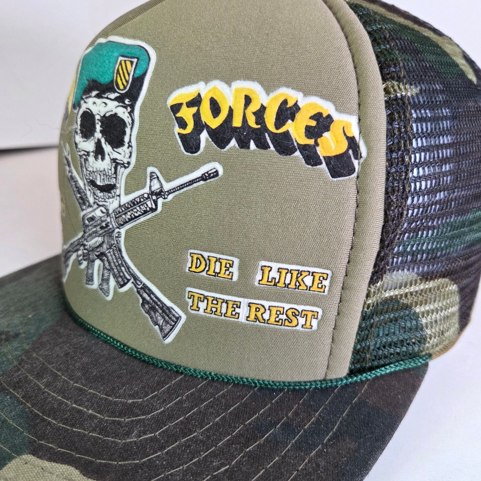 Other 80s Special Forces Skull Trucker Hat Size ONE SIZE - 6 Thumbnail
