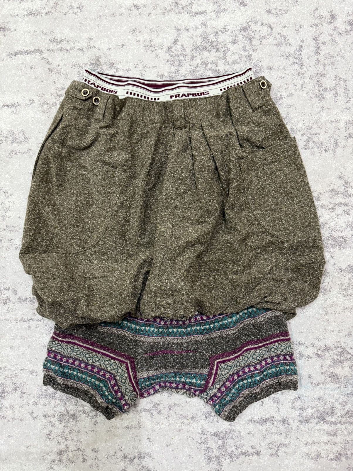 Issey Miyake Frapbois Issey Miyake Layered Balloon Wool Knit Short Pants Size 29" - 3 Thumbnail