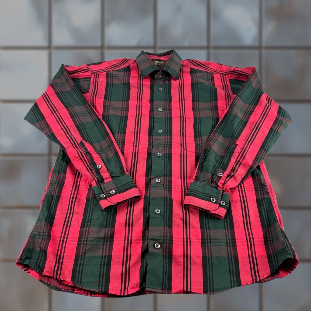 Vintage Gitman Bros Shirt Mens XL Red Plaid Button-Up Long Sleeve Casual Mens Regular Fit USA Made Size US XL / EU 56 / 4 - 1 Thumbnail