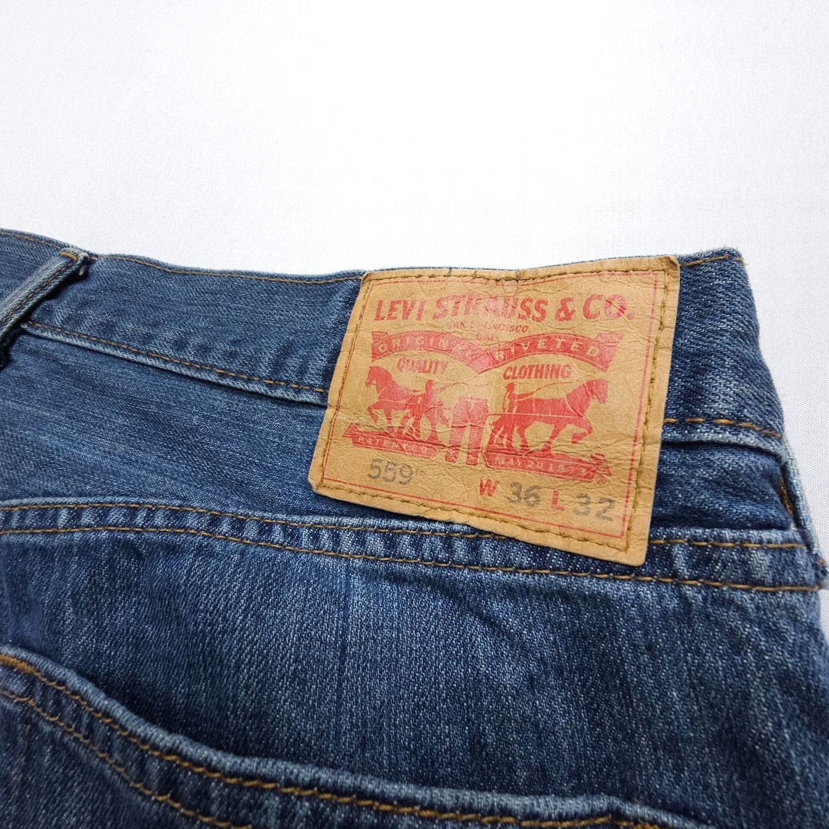 Levi's Levi's 559 Jeans Relaxed Straight Mens 36 x 32 Dark Wash 100% Cotton Rigid Denim Blue Tailored Everyday Comfort Pockets Vintage: No Model: Size US 36 / EU 52 - 4 Thumbnail