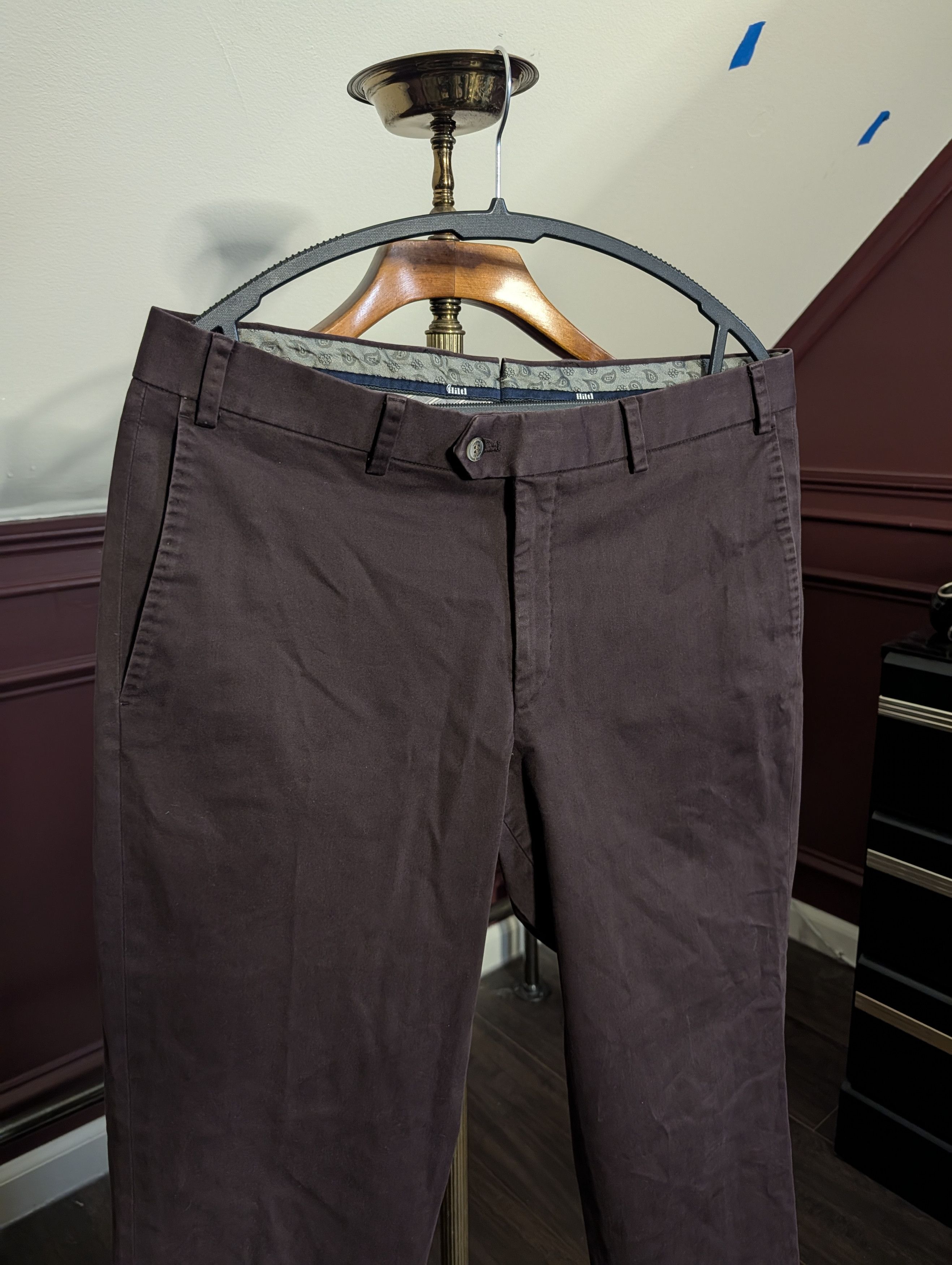 Hiltl Perfetto brown/purple cotton chino pants 34 Size US 34 / EU 50 - 2 Thumbnail
