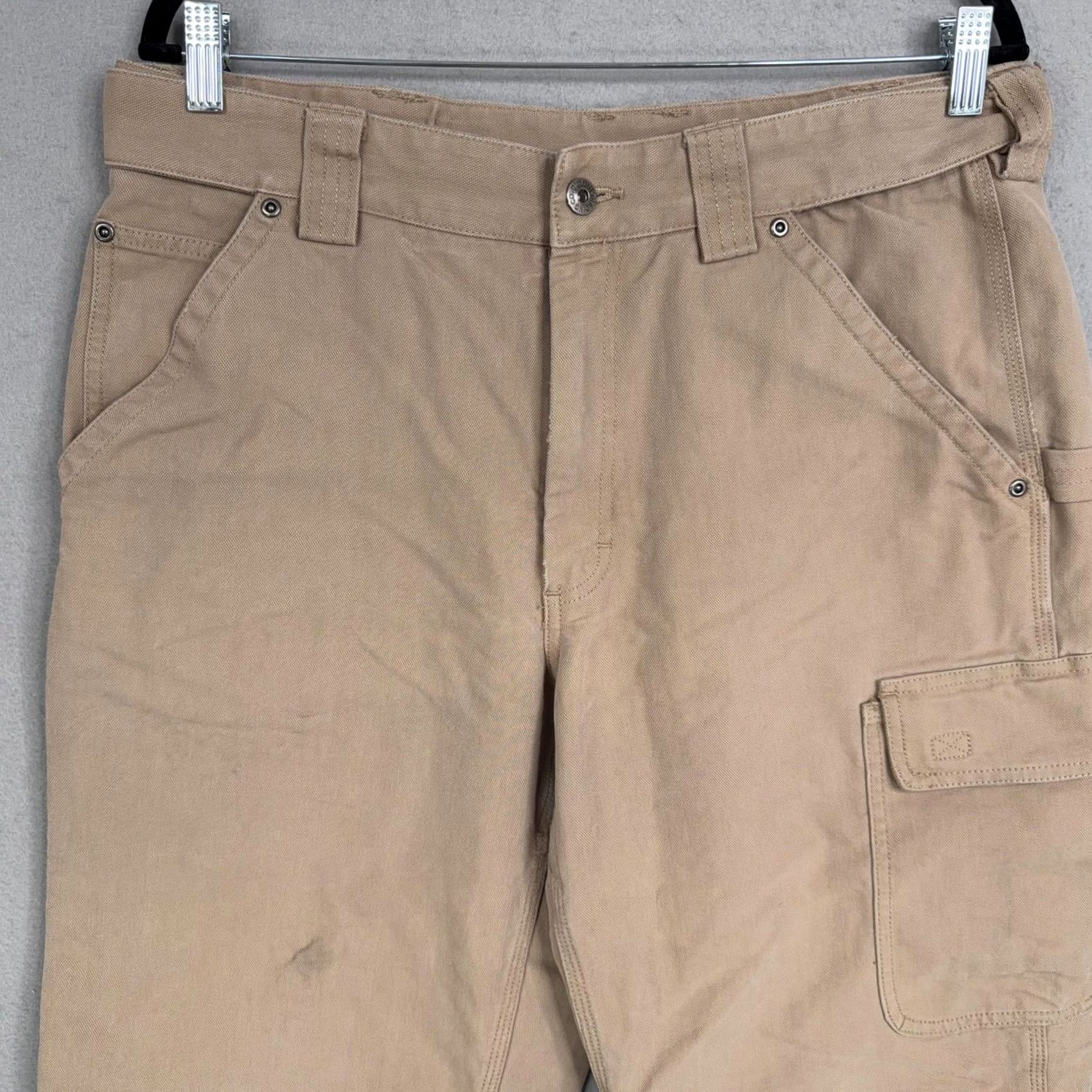 Duluth Trading Company Duluth Trading Co Mens Beige Canvas Carpenter Workwear Utility Pants 36 X 30 Cargo Pockets Straight Leg Relaxed Fit 65% Cotton 35% Polyester Size US 36 / EU 52 - 2 Thumbnail
