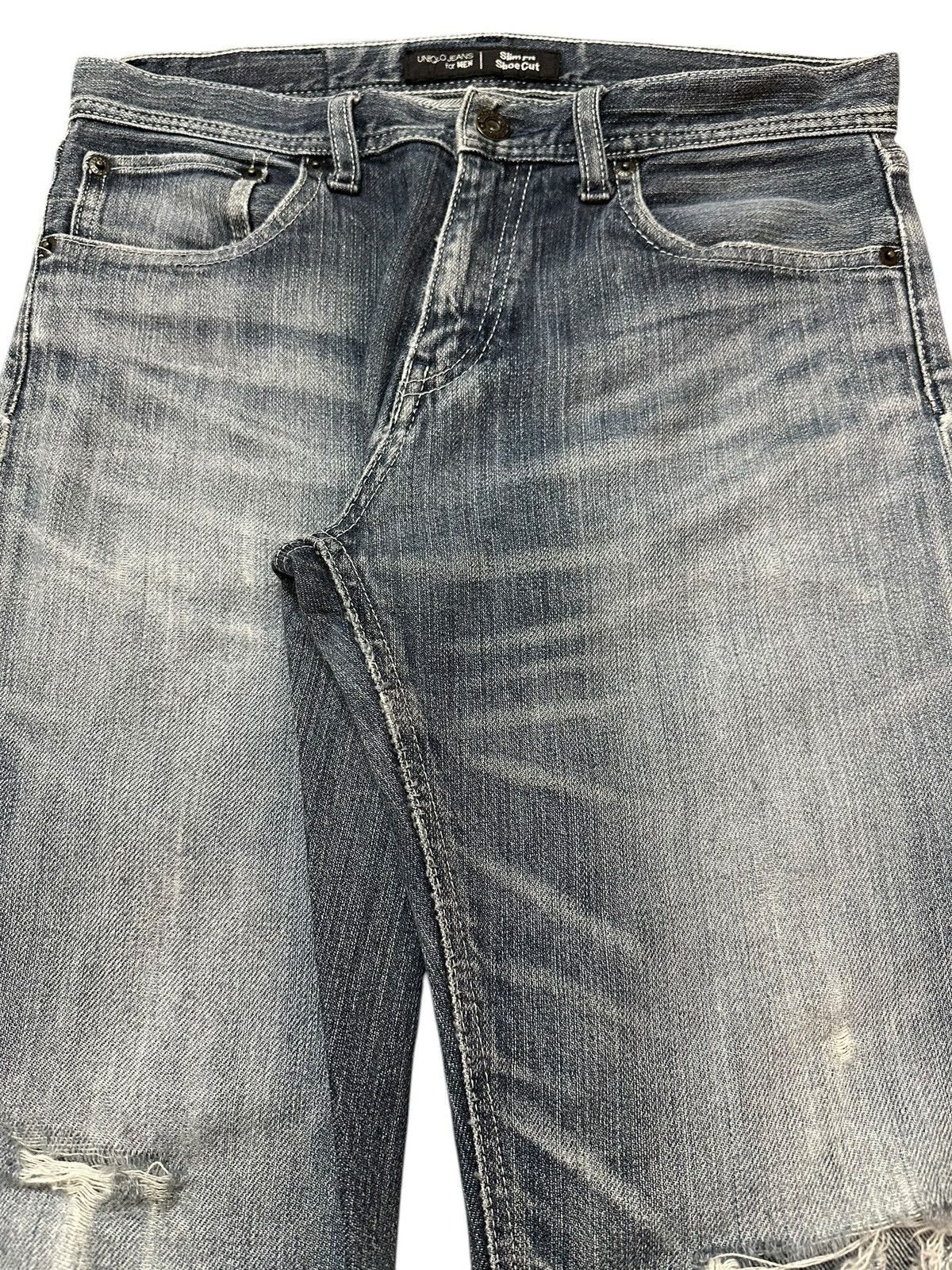 Evisu Vintage Japanese Uniqlo Blue Faded Wash Distress Style Jeans Size US 30 / EU 46 - 4 Thumbnail