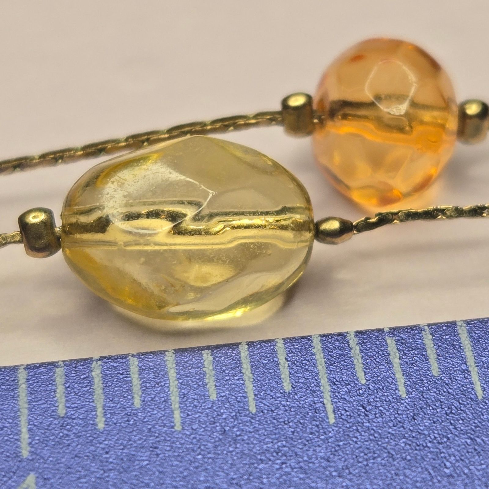 Vintage Vintage Amber Yellow Station Necklace Long Chain Boho Style Size ONE SIZE - 8 Thumbnail