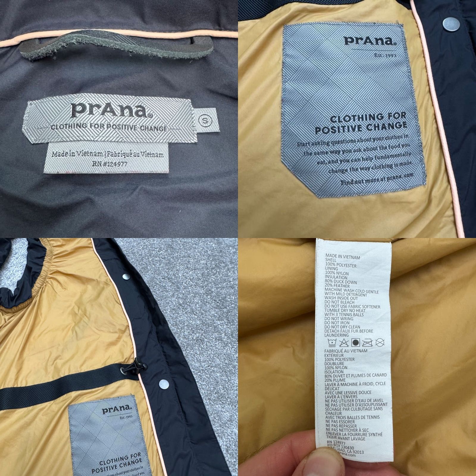 Prana prAna Down Insulated Puffer Quilted Hoodie Vest Men Small Black Snap Zip Outdoor Shirt Size US S / EU 44-46 / 1 - 8 Thumbnail