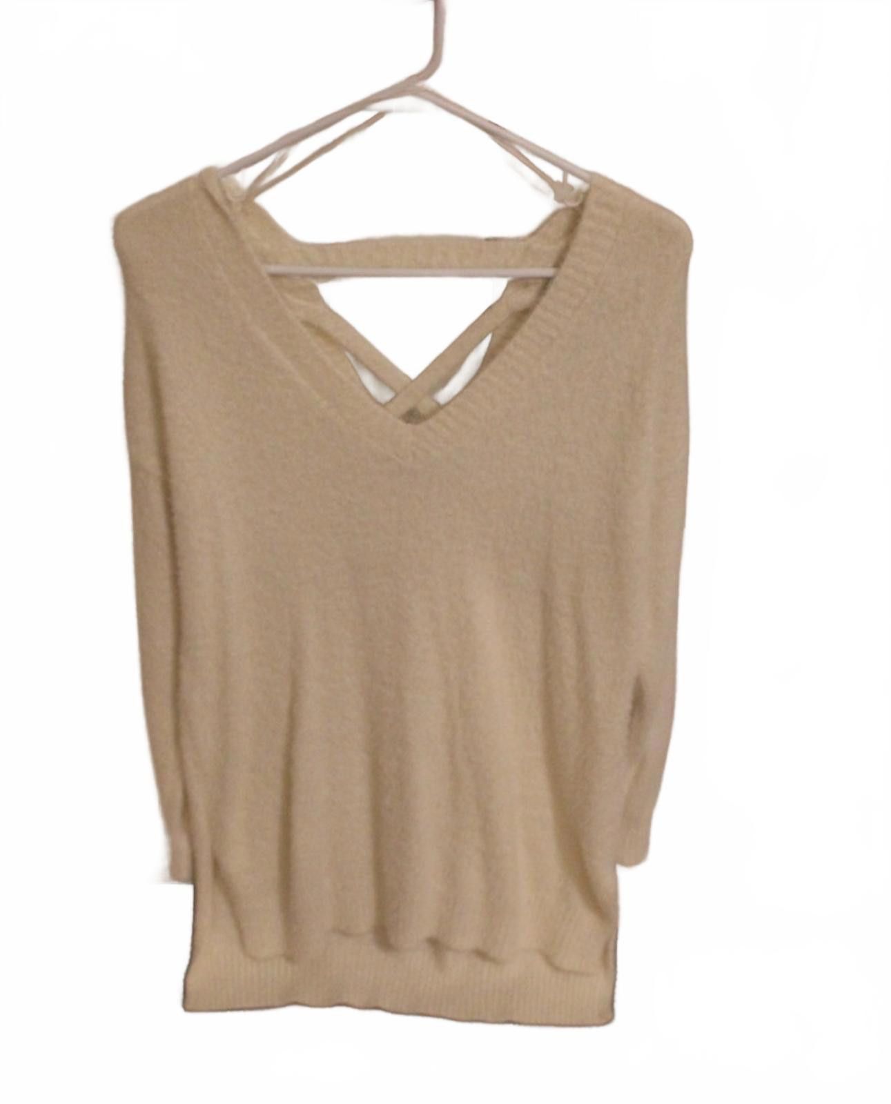 Other NWOT Pink Rose Beige V-Neck Sweater w Crisscross Back Small Size S / US 4 / IT 40 - 1 Thumbnail