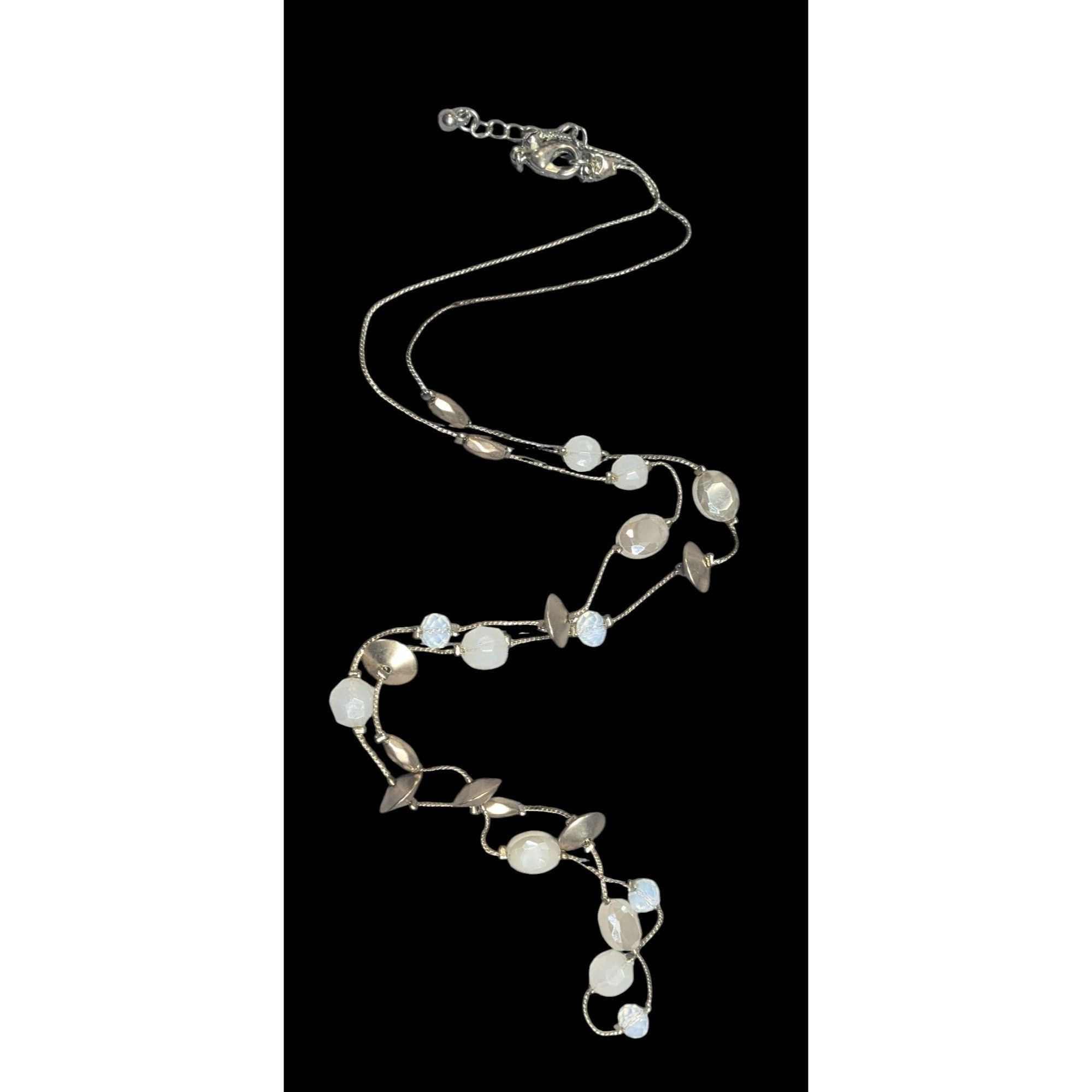 Other Smokey White Glass And Gold Tone Metal Studded Station Neckl Size ONE SIZE - 1 Thumbnail