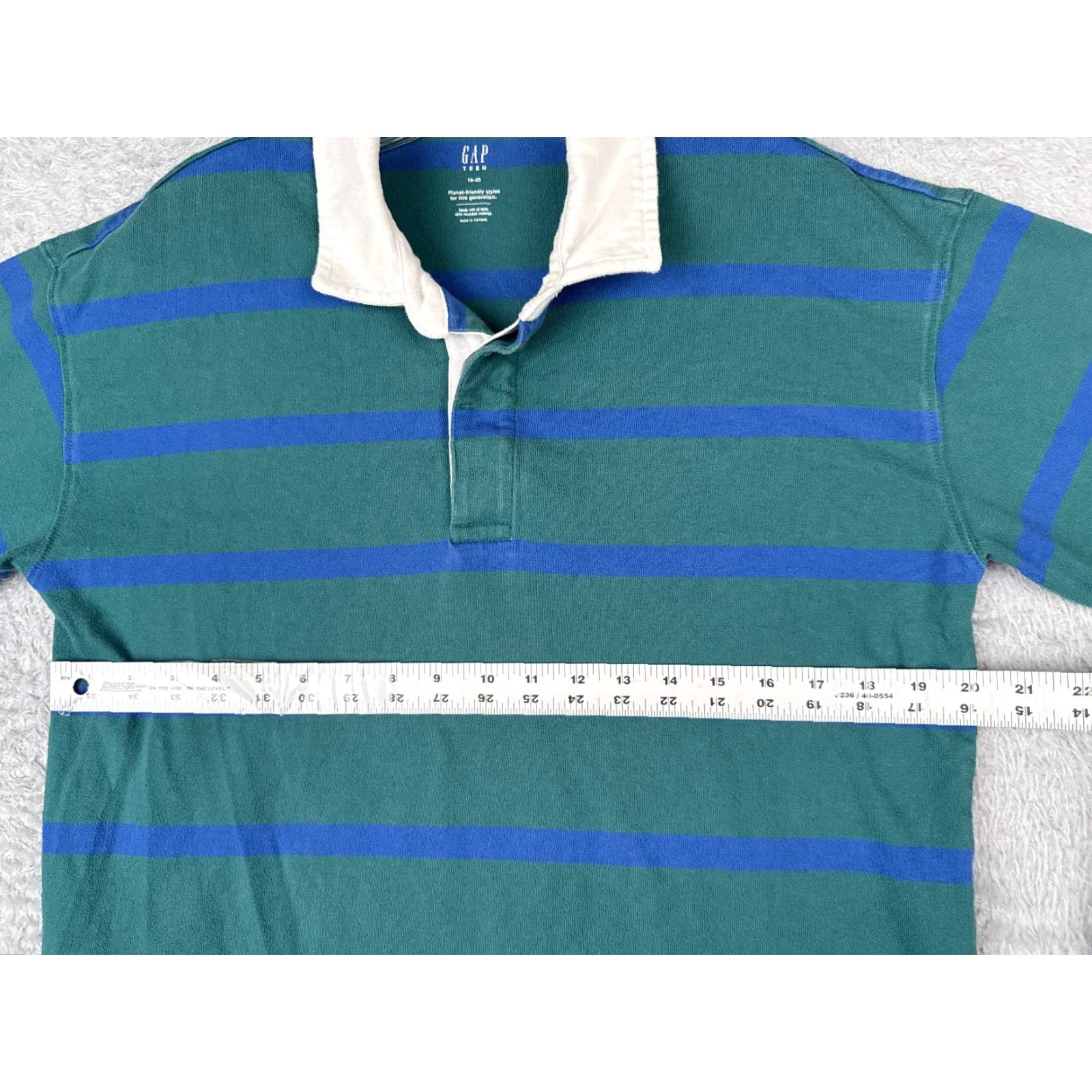 Gap VINTAGE Gap Polo Shirt Teen 18-20 Green Blue Stripe Rugby Cotton Long Sleeve 18 Mens? Size US XXL / EU 58 / 5 - 7 Thumbnail