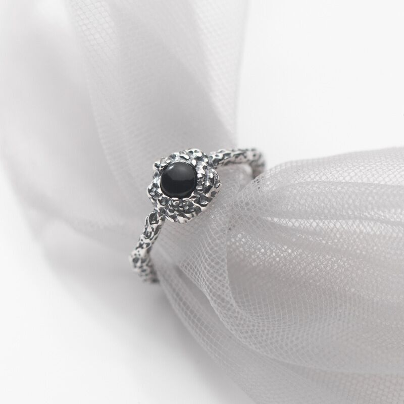 Jewelry Creative Black Stone Ring Size ONE SIZE - 3 Thumbnail